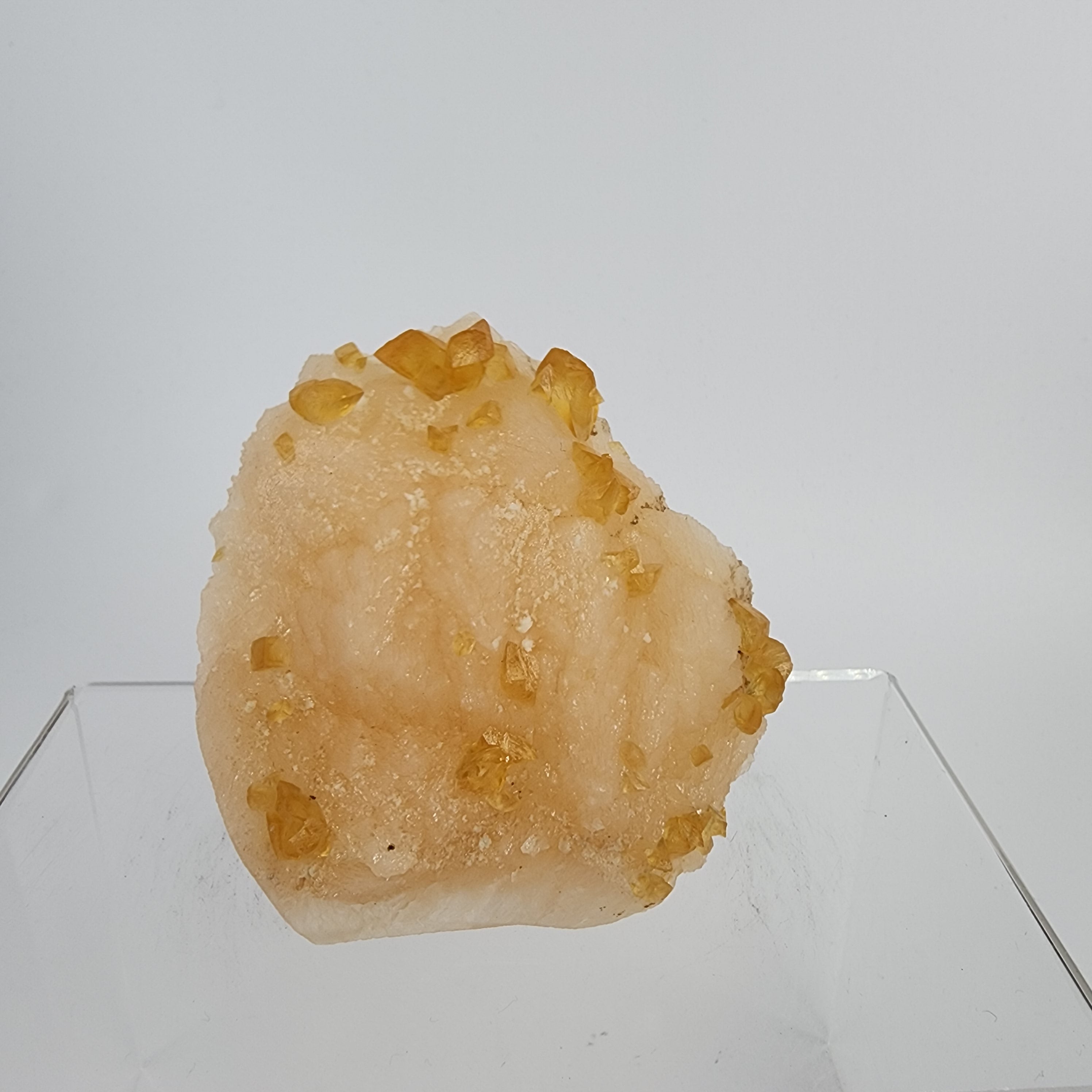 Honey Calcite on Stilbite Specimen #11 from Maharashtra, Inia