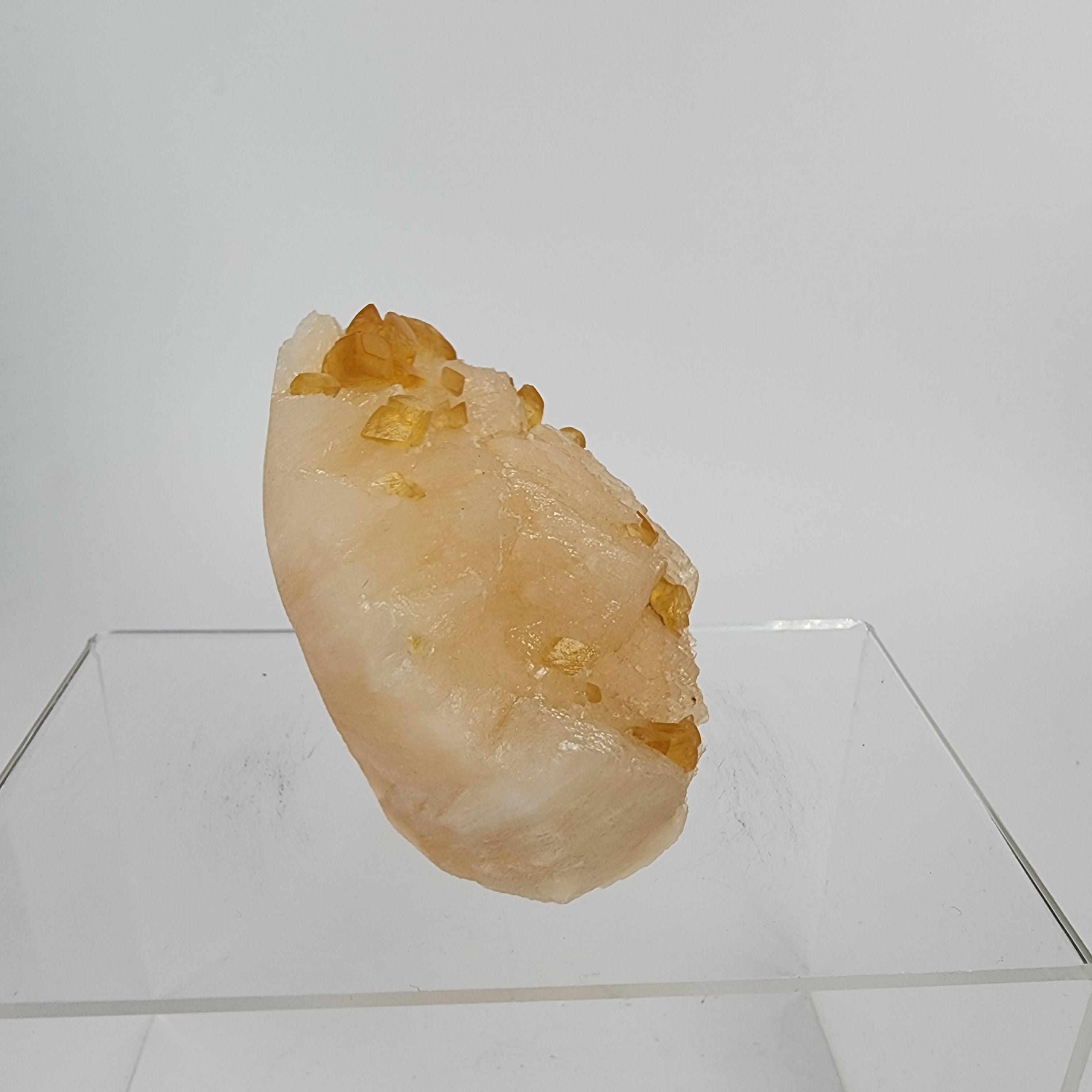 Honey Calcite on Stilbite Specimen #11 from Maharashtra, Inia