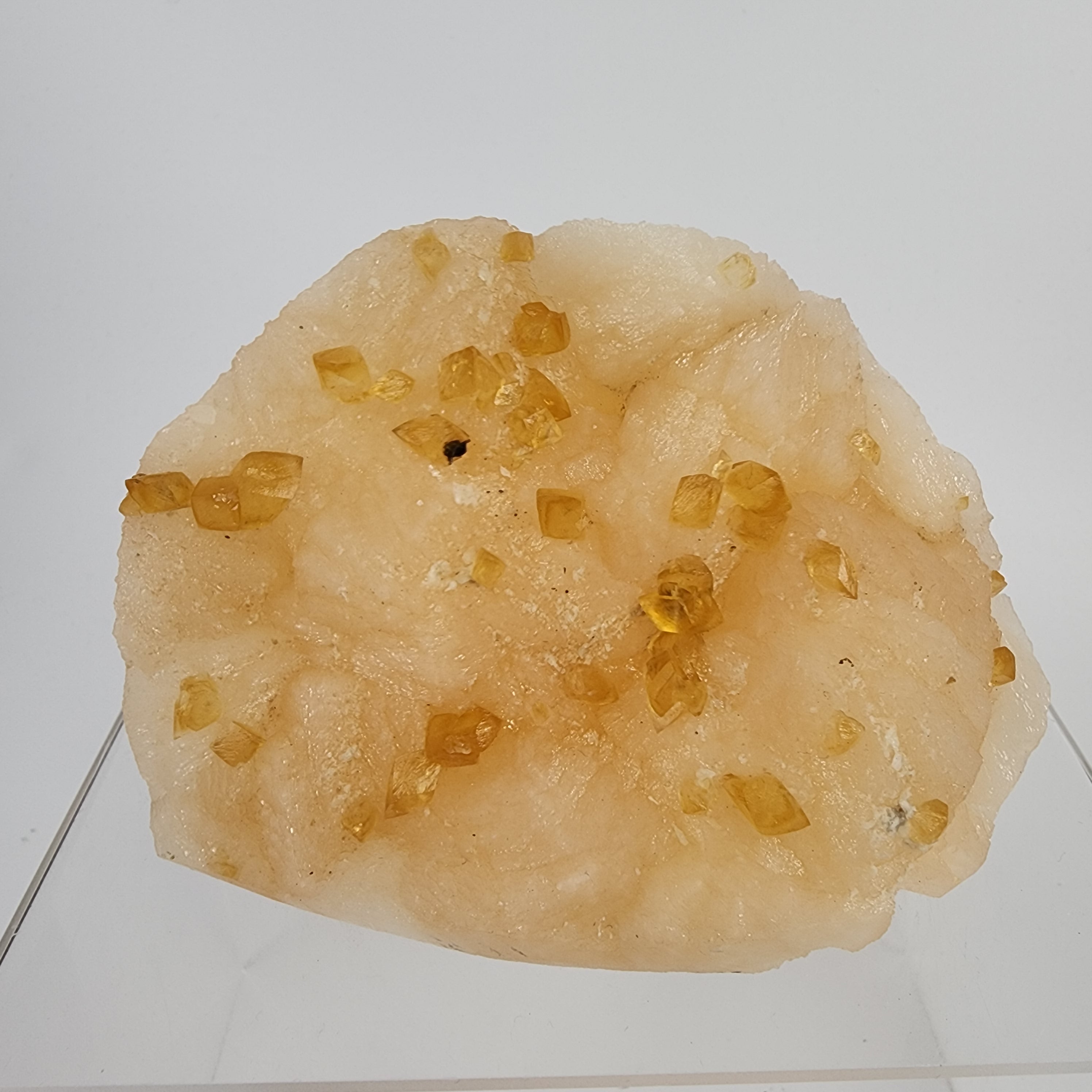 Honey Calcite on Stilbite Specimen #13 from Maharashtra, Inia