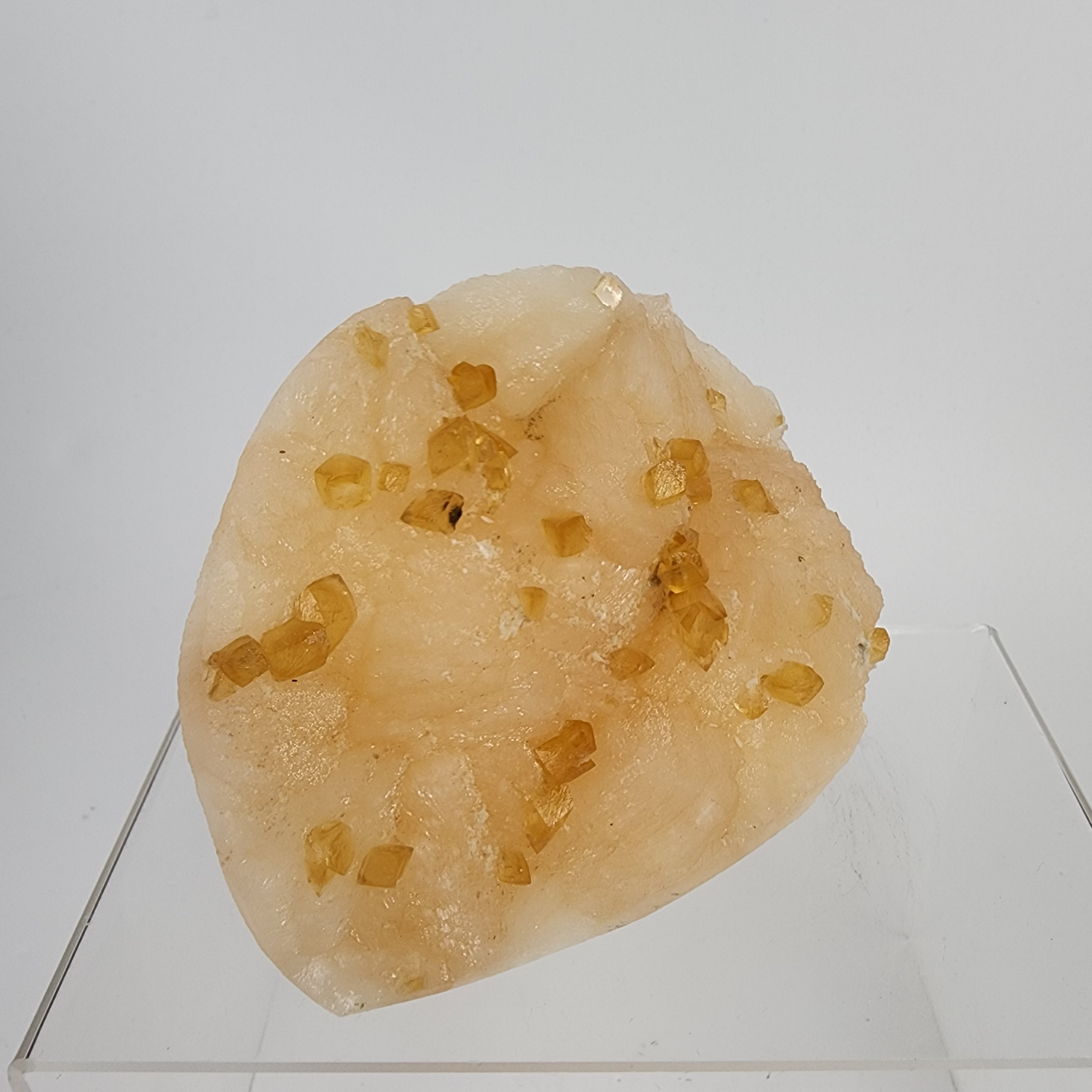 Honey Calcite on Stilbite Specimen #13 from Maharashtra, Inia