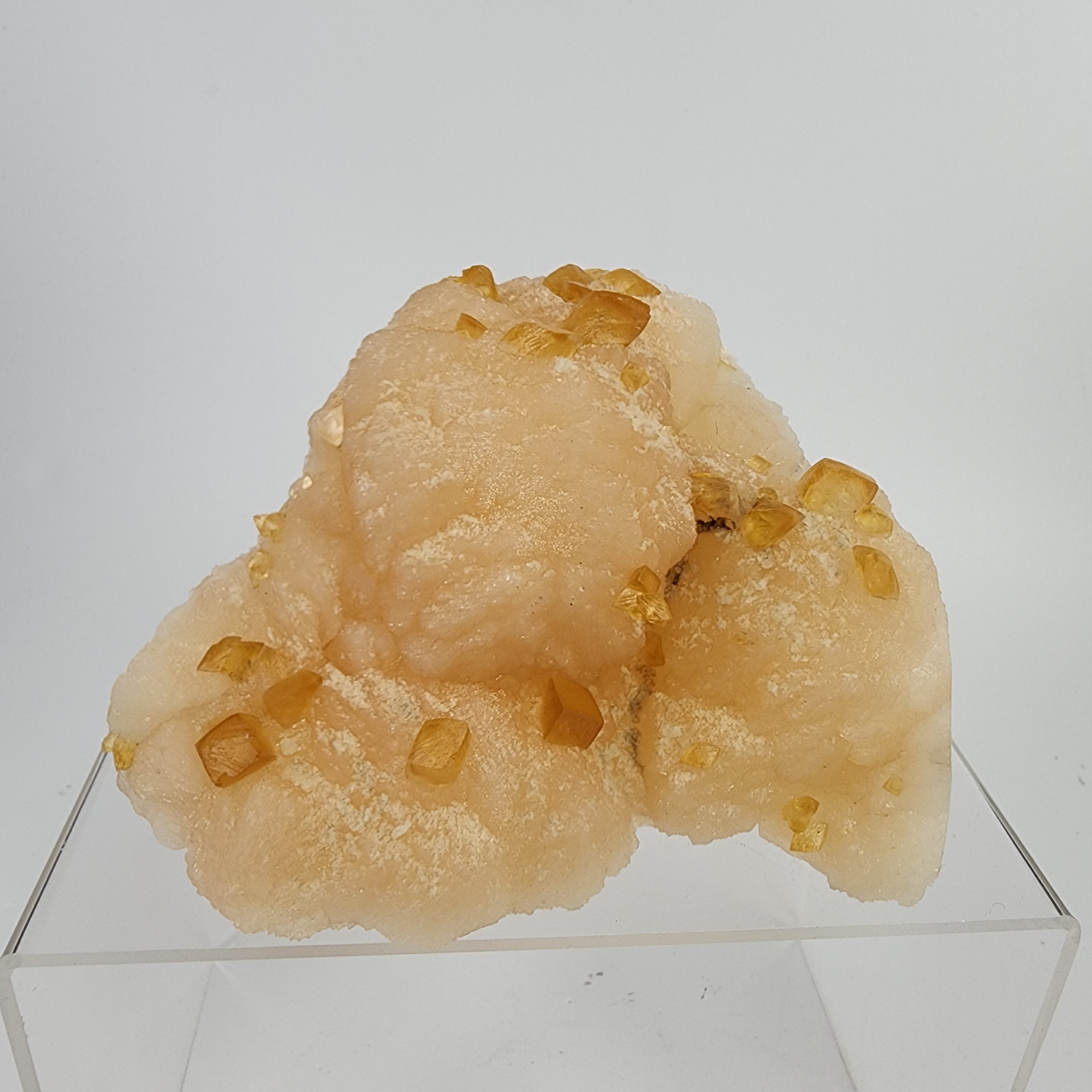 Honey Calcite on Stilbite Specimen #14 from Maharashtra, Inia