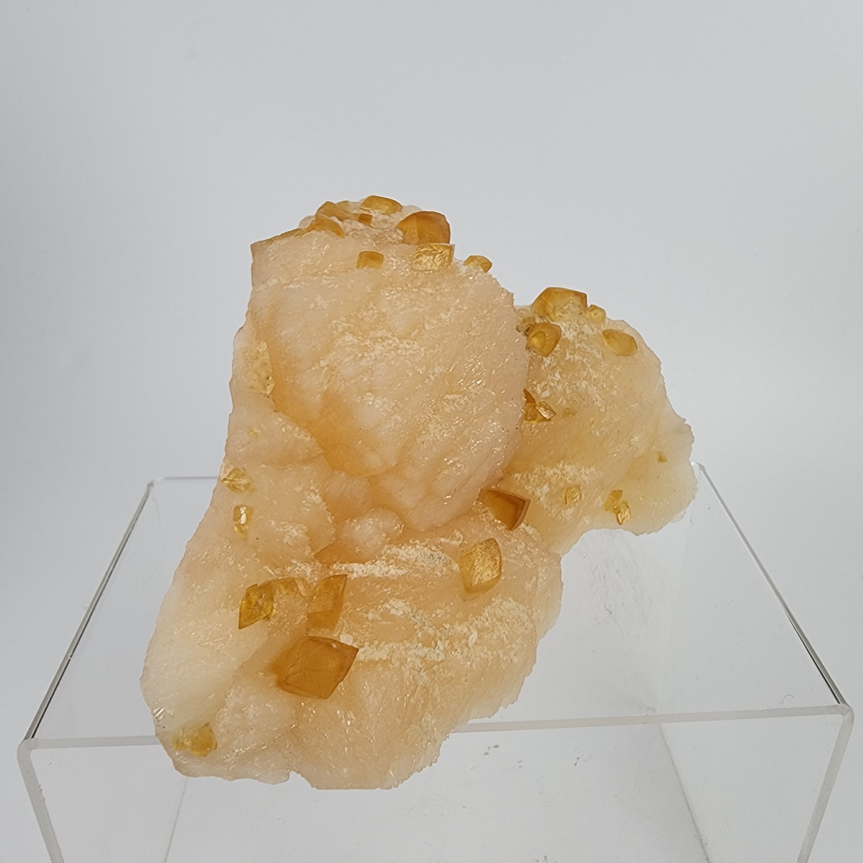 Honey Calcite on Stilbite Specimen #14 from Maharashtra, Inia