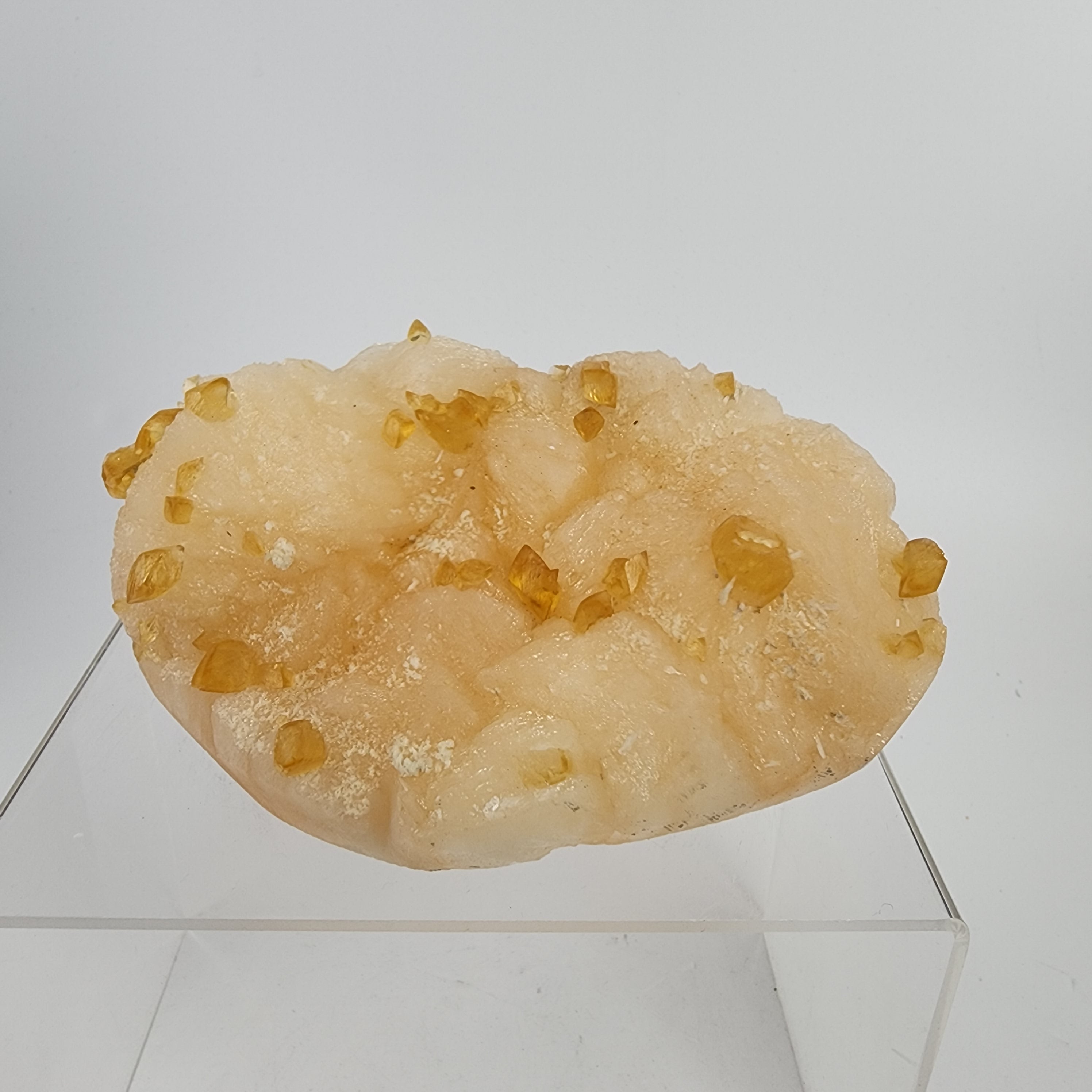 Honey Calcite on Stilbite Specimen #15 from Maharashtra, Inia