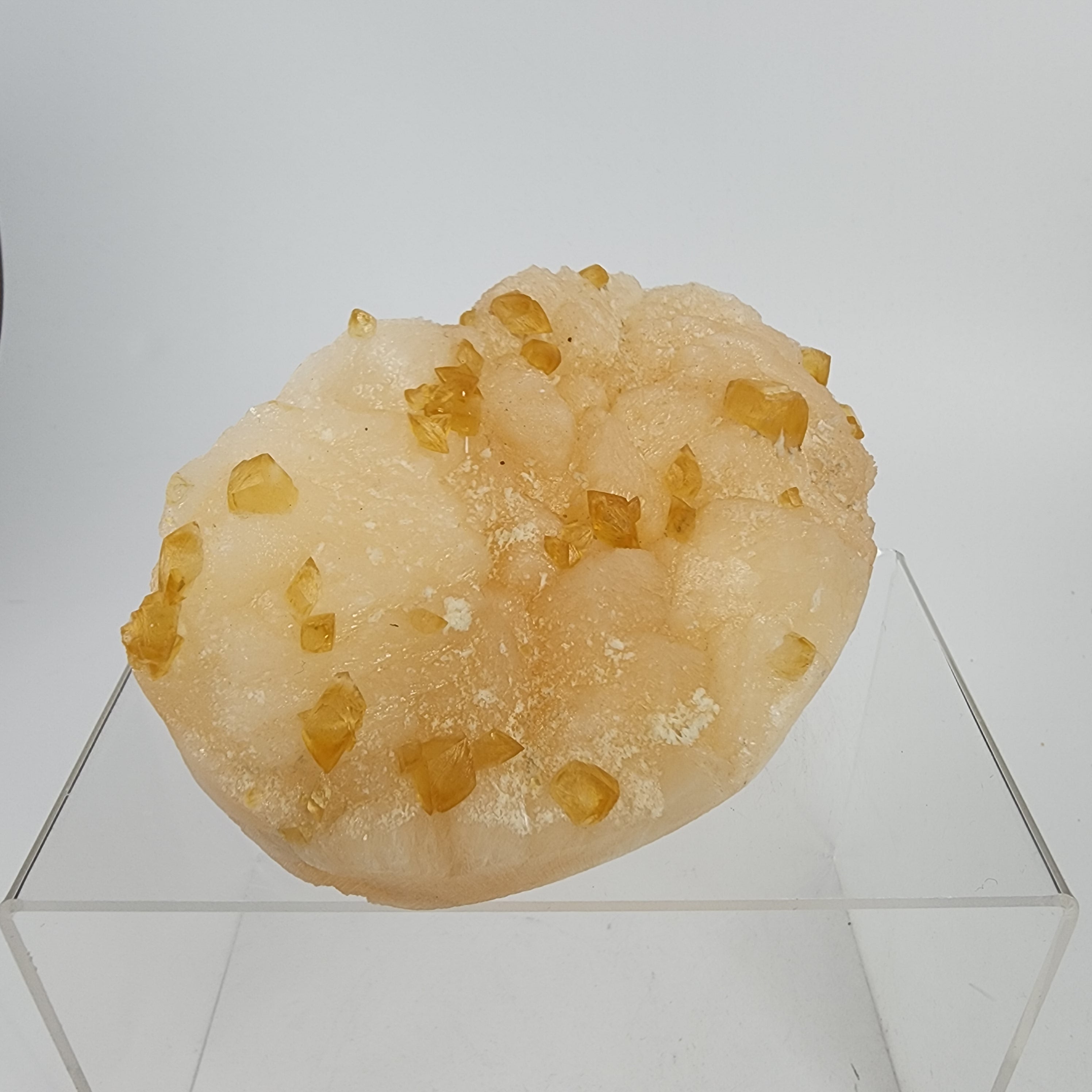 Honey Calcite on Stilbite Specimen #15 from Maharashtra, Inia