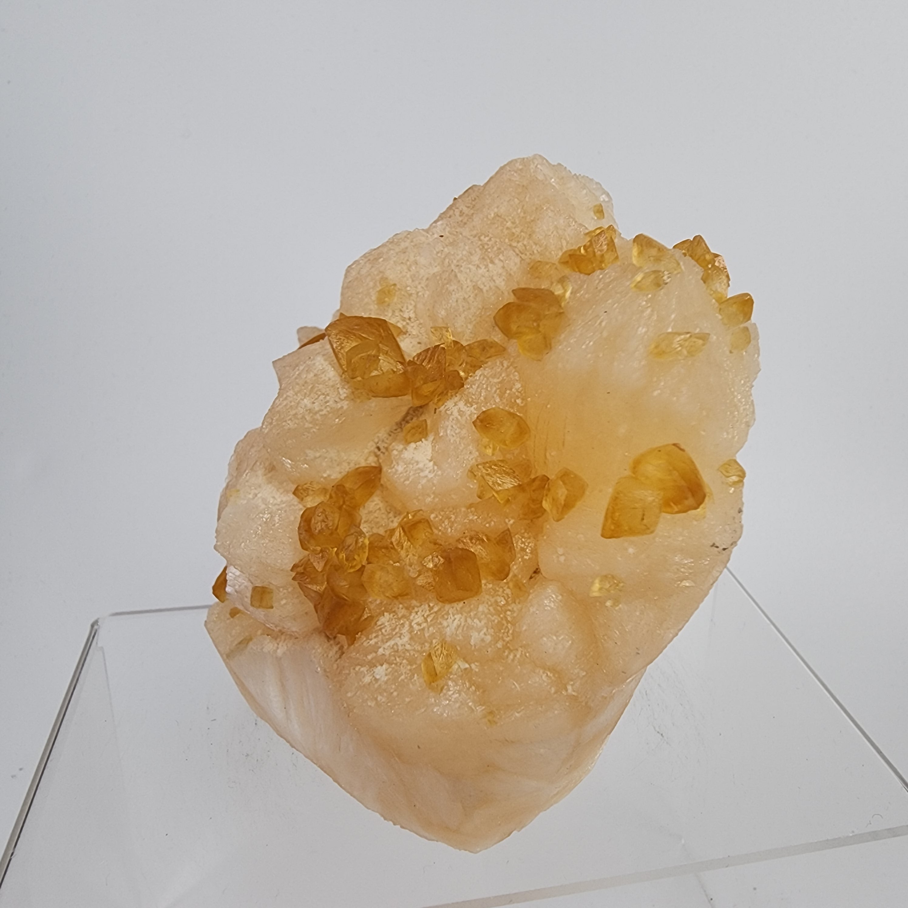 Honey Calcite on Stilbite Specimen #17 from Maharashtra, Inia