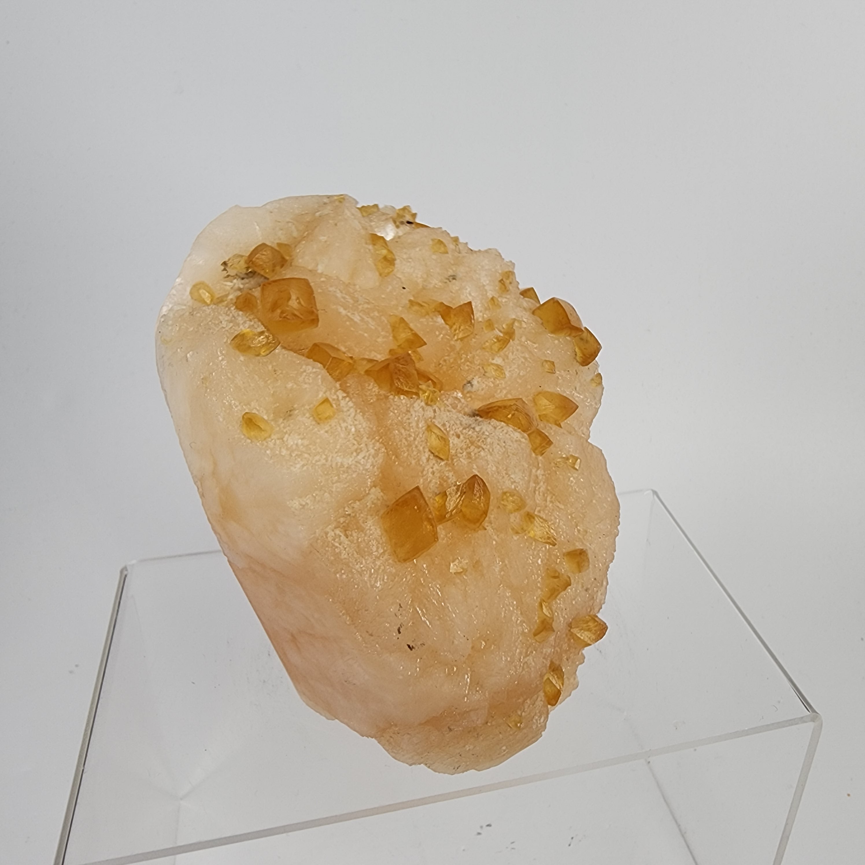 Honey Calcite on Stilbite Specimen #18 from Maharashtra, Inia