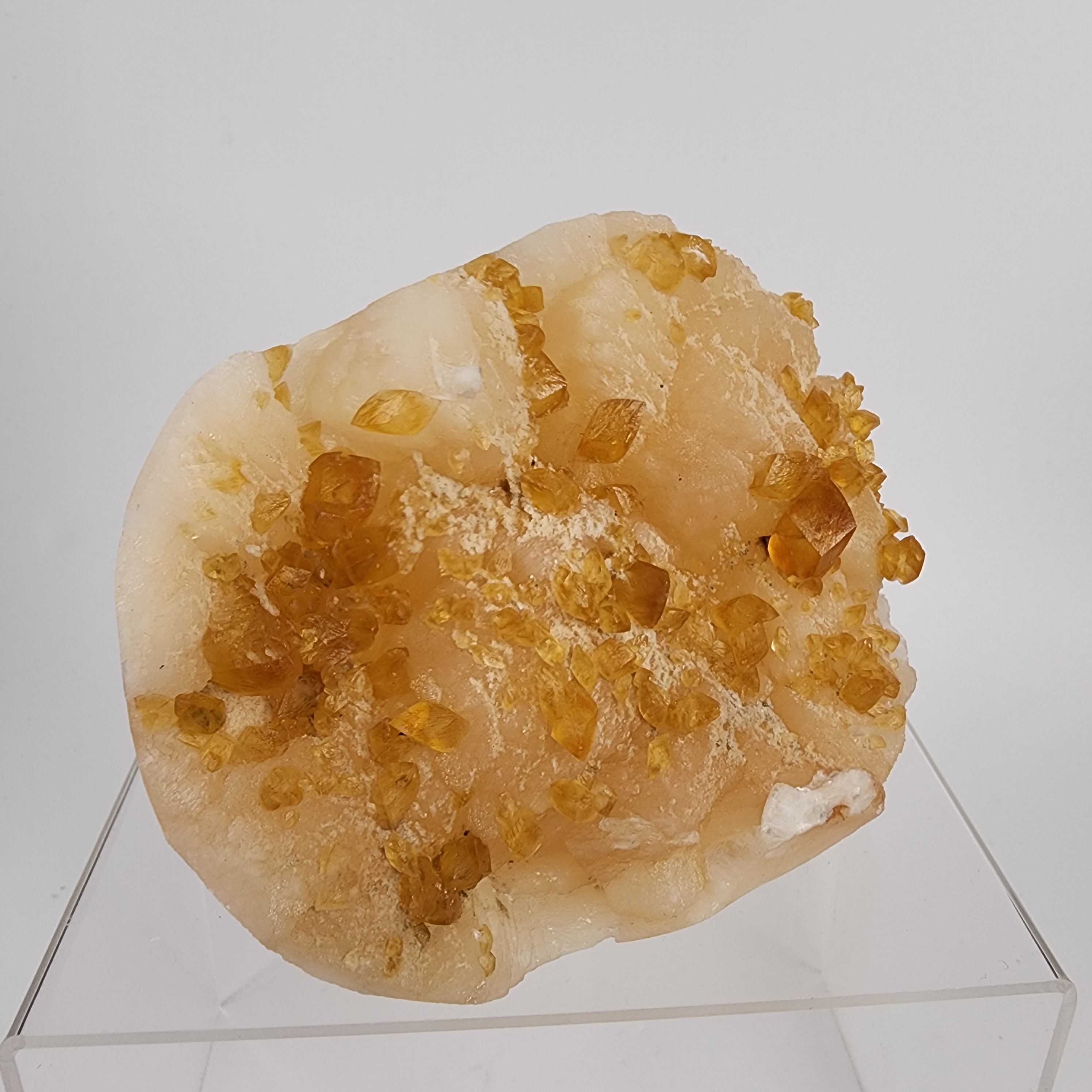 Honey Calcite on Stilbite Specimen #19 from Maharashtra, Inia