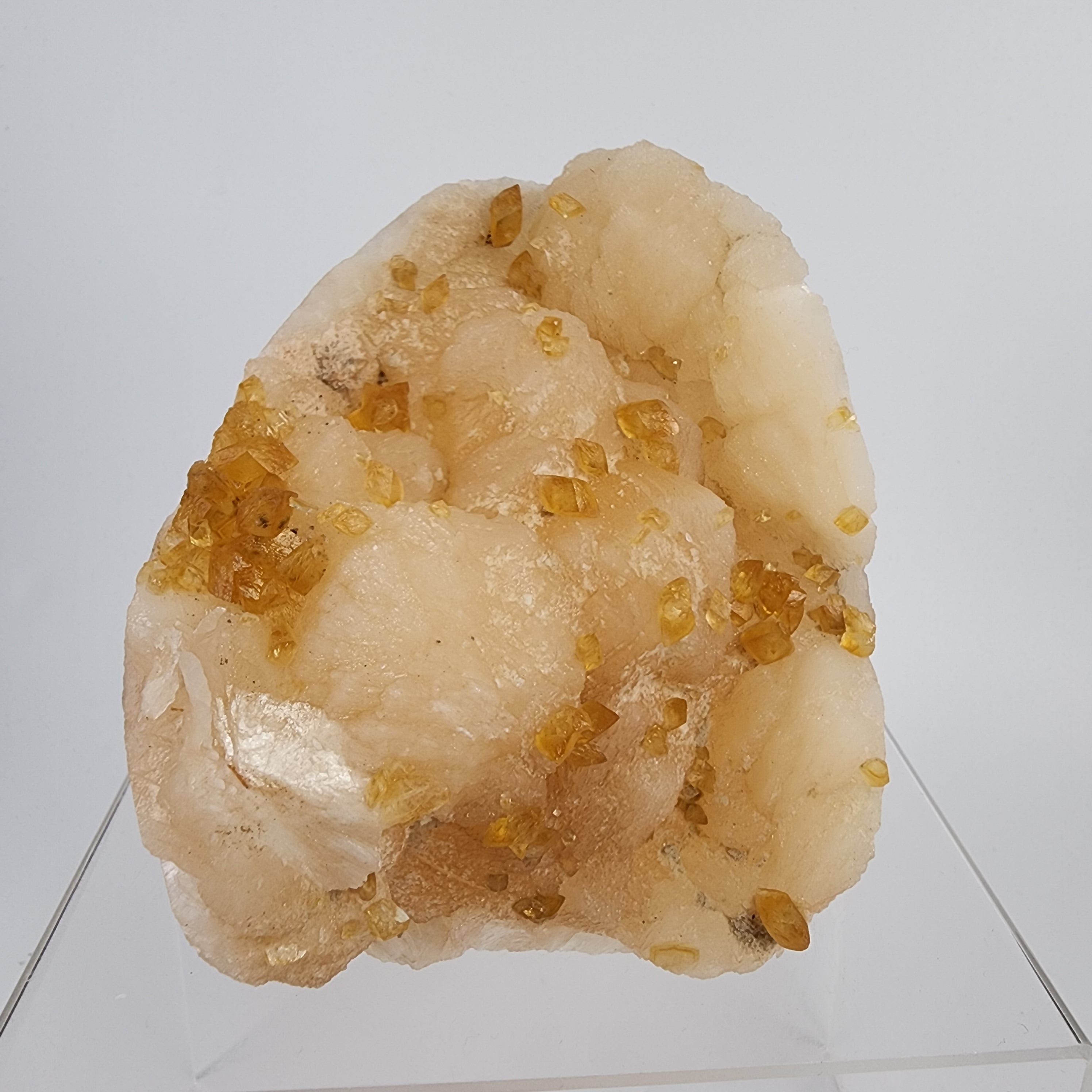 Honey Calcite on Stilbite Specimen #20 from Maharashtra, Inia