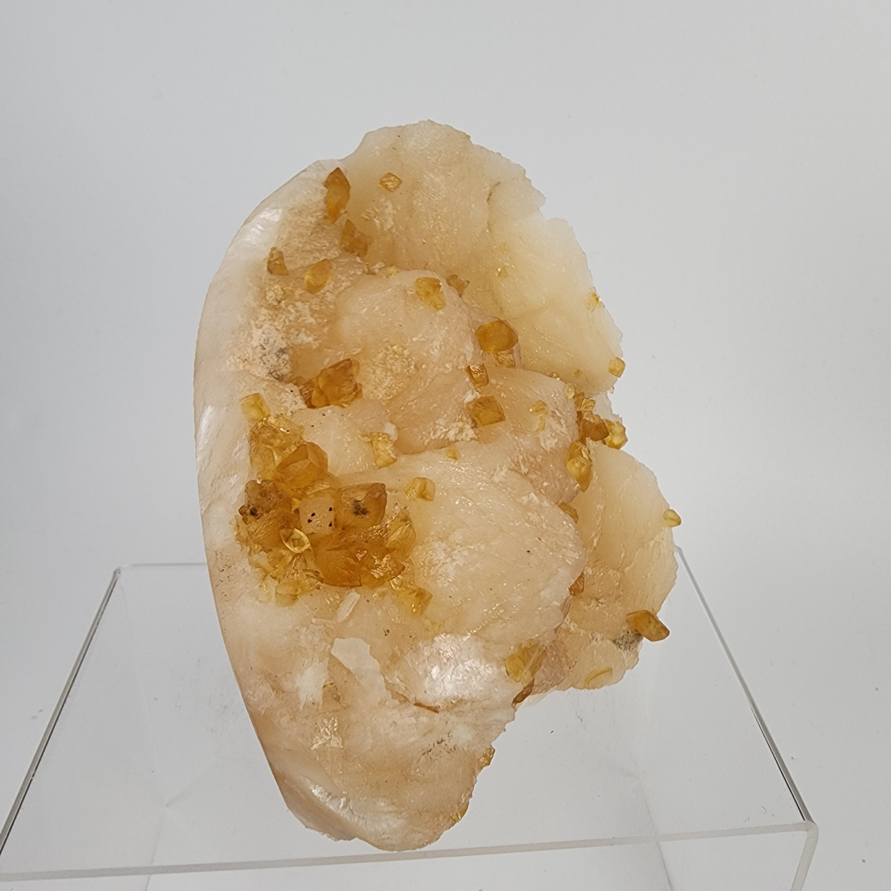 Honey Calcite on Stilbite Specimen #20 from Maharashtra, Inia