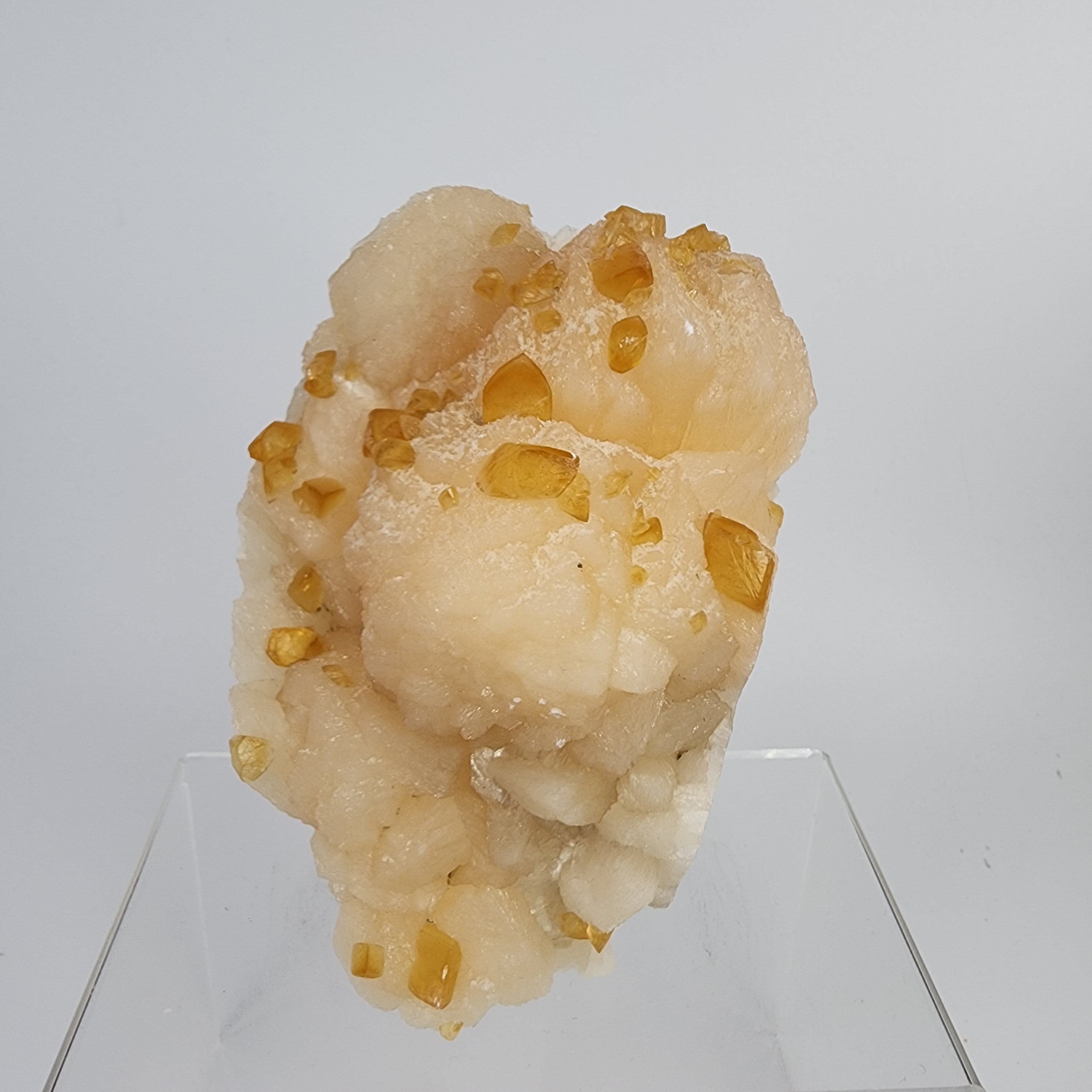 Honey Calcite on Stilbite Specimen #21 from Maharashtra, Inia