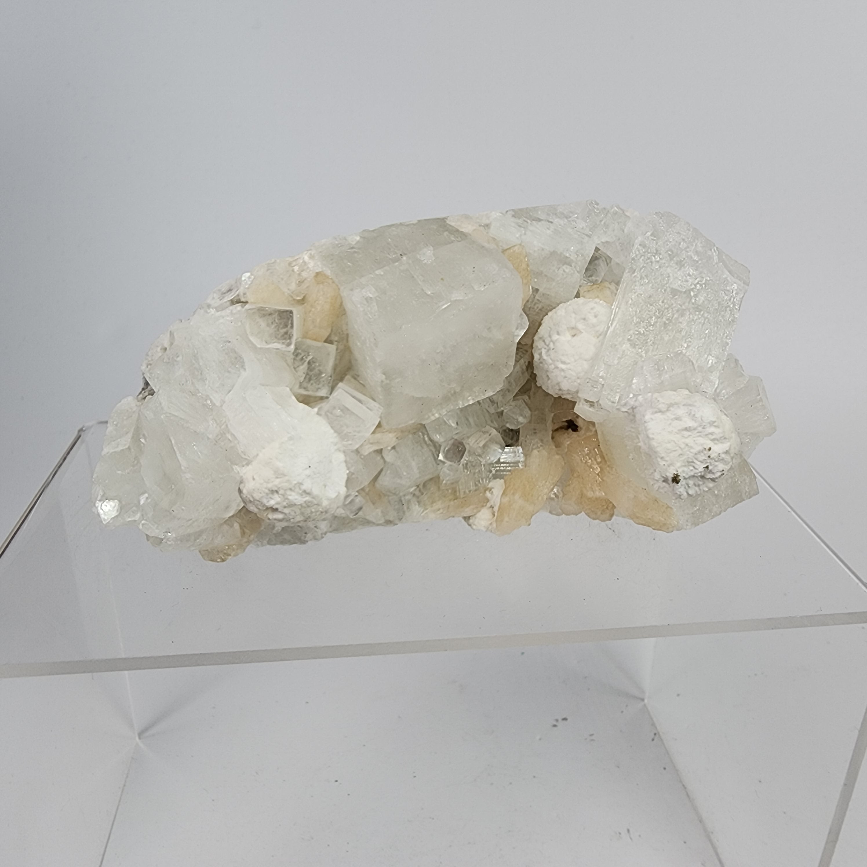 Apophyllite with Stilbite and Gyrolite Specimen #18 from Nasik, Maharashtra, India