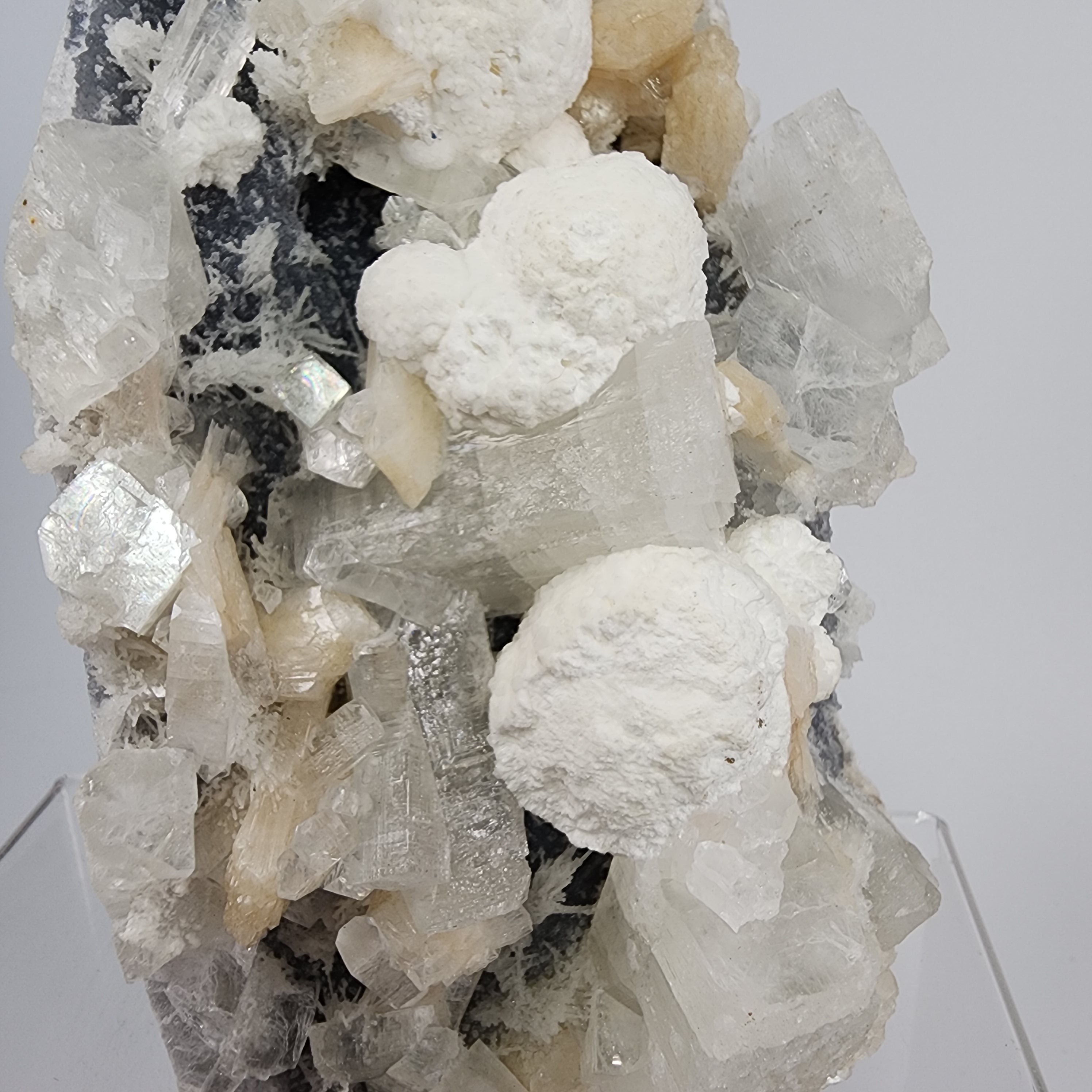 Apophyllite with Stilbite and Gyrolite Specimen #22  from Nasik, Maharashtra, India