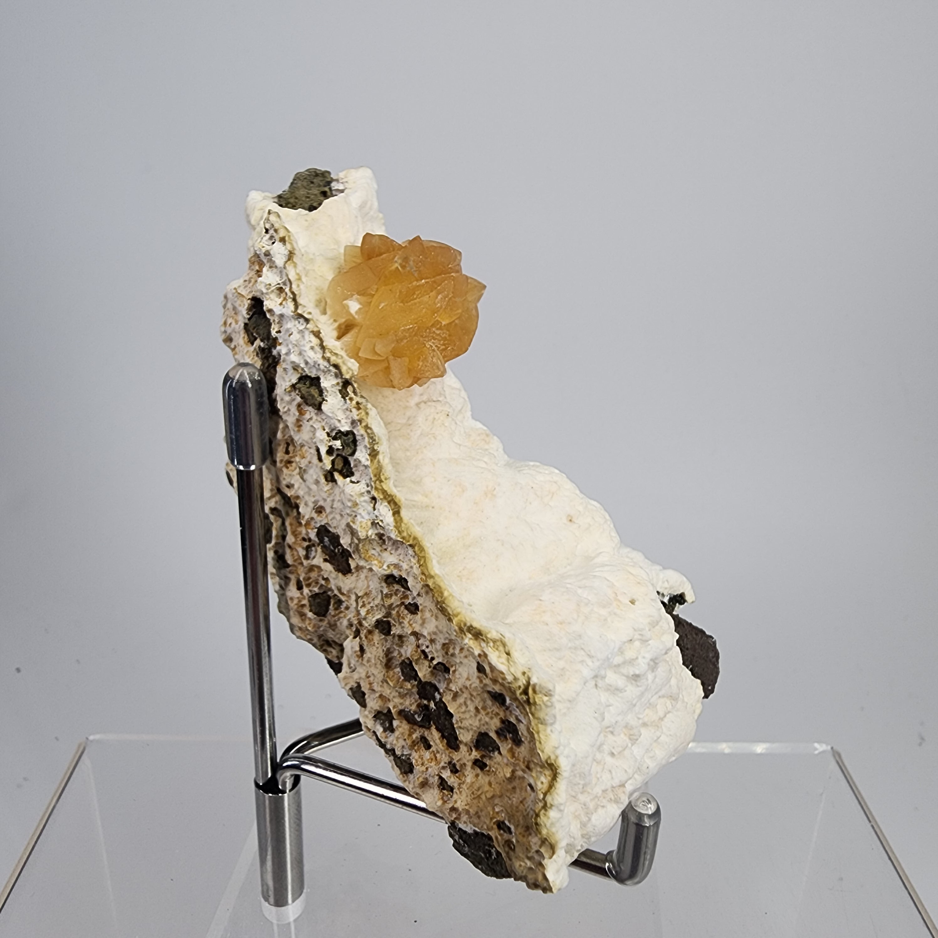 Golden Calcite on Mordenite Specimen #38 from Aurangabad, Maharashtra, India