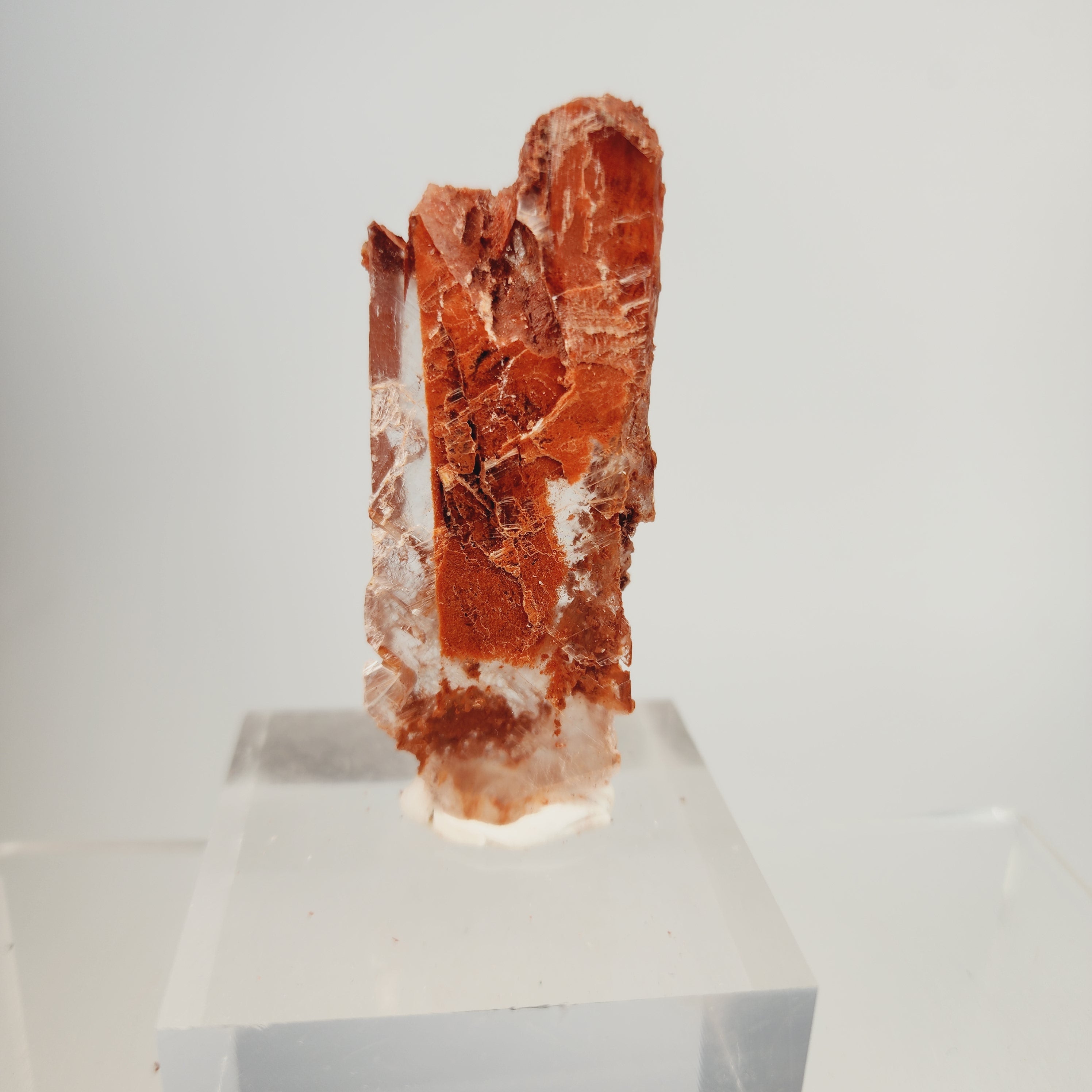 Red Phantom Selenite (red clay inclusions) Specimen #7 from Valencia, Spain