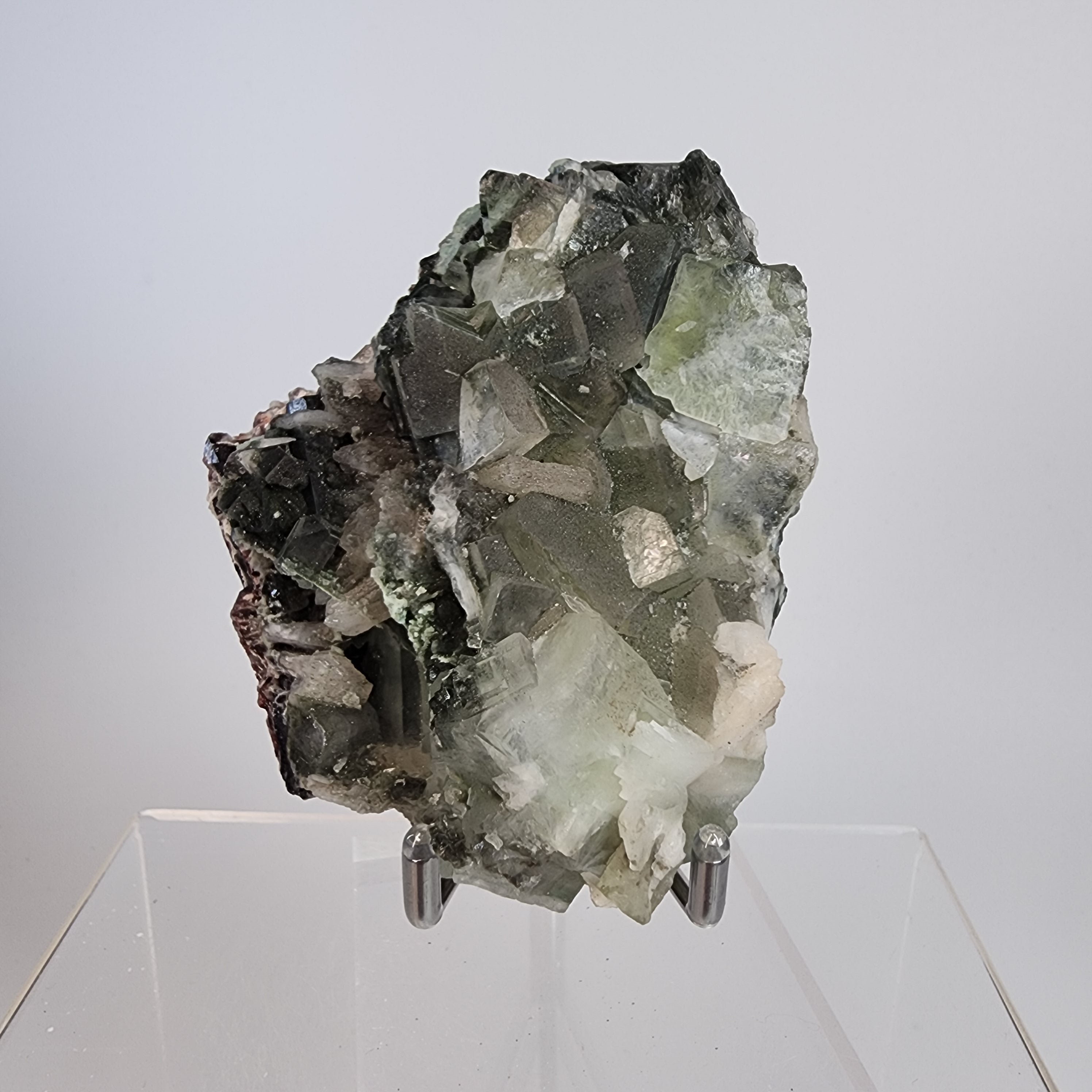 Hematite and Celadonite Included Apophyllite Specimen #6 from Ahmednagar, Maharashtra, India