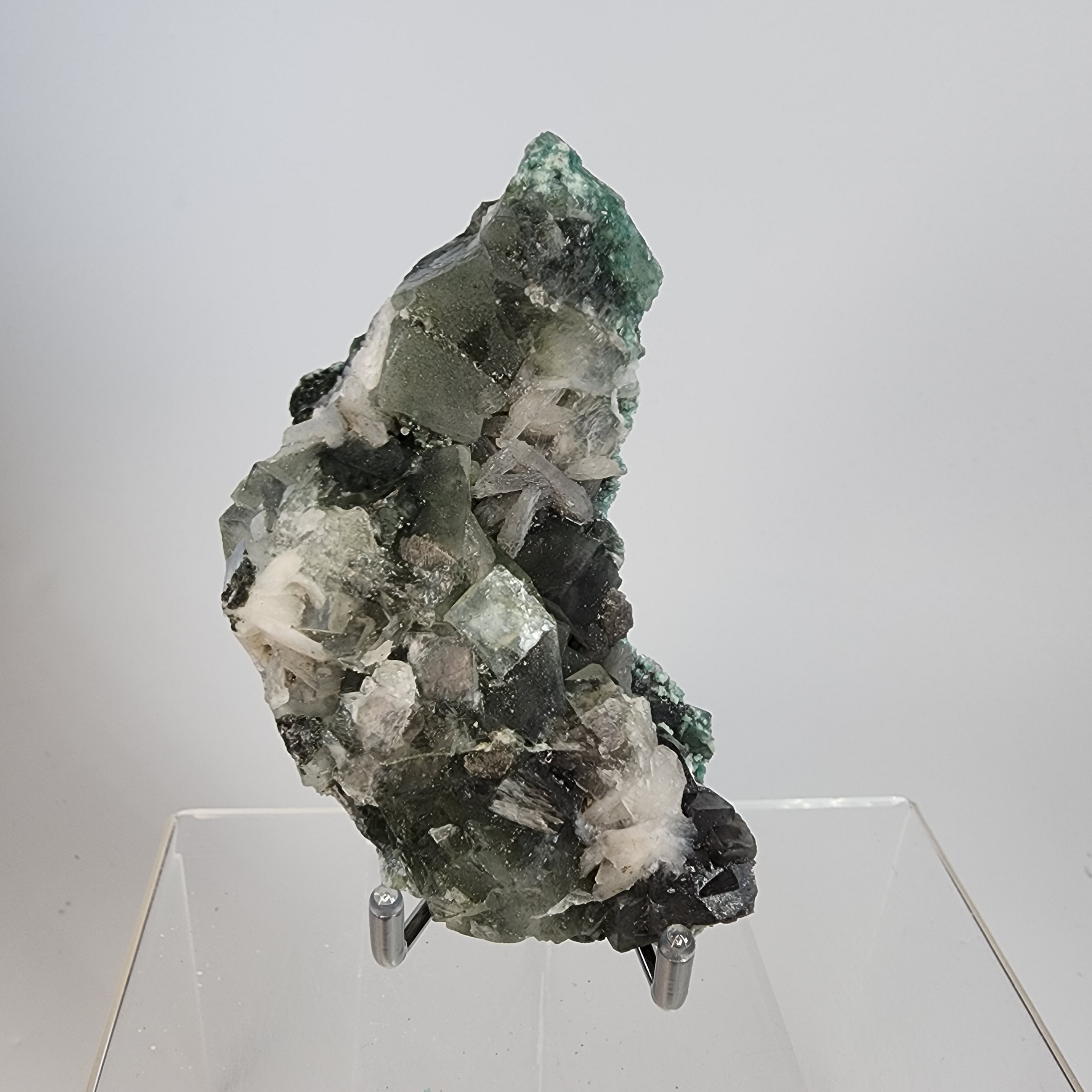 Hematite and Celadonite Included Apophyllite Specimen #8 from Ahmednagar, Maharashtra, India