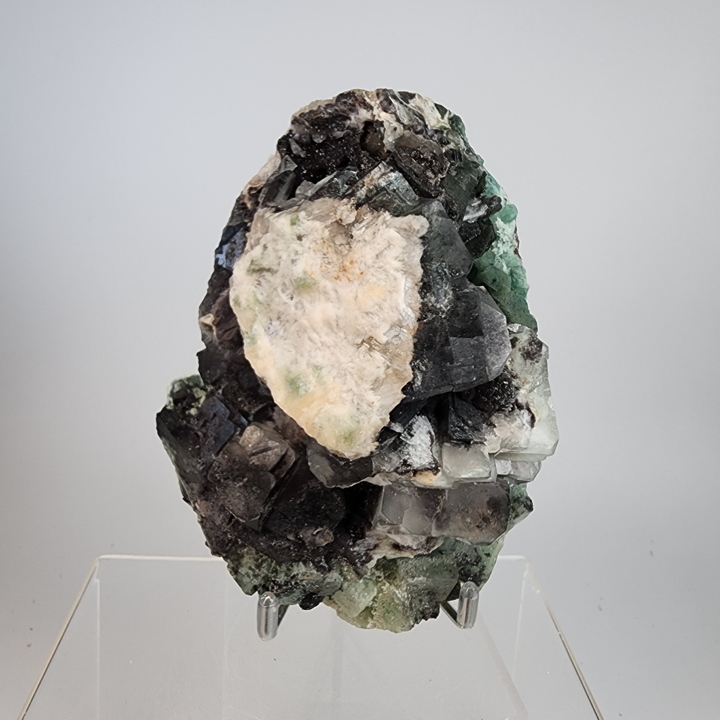 Hematite and Celadonite Included Apophyllite Specimen #13 from Ahmednagar, Maharashtra, India