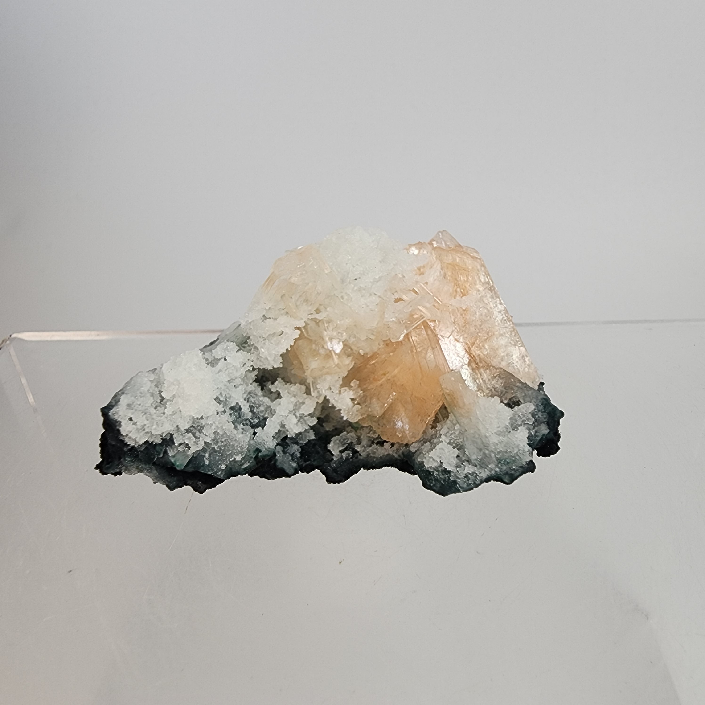 Stilbite on Chalcedony Specimen #14 (Jalgaon District, Maharashtra, India)