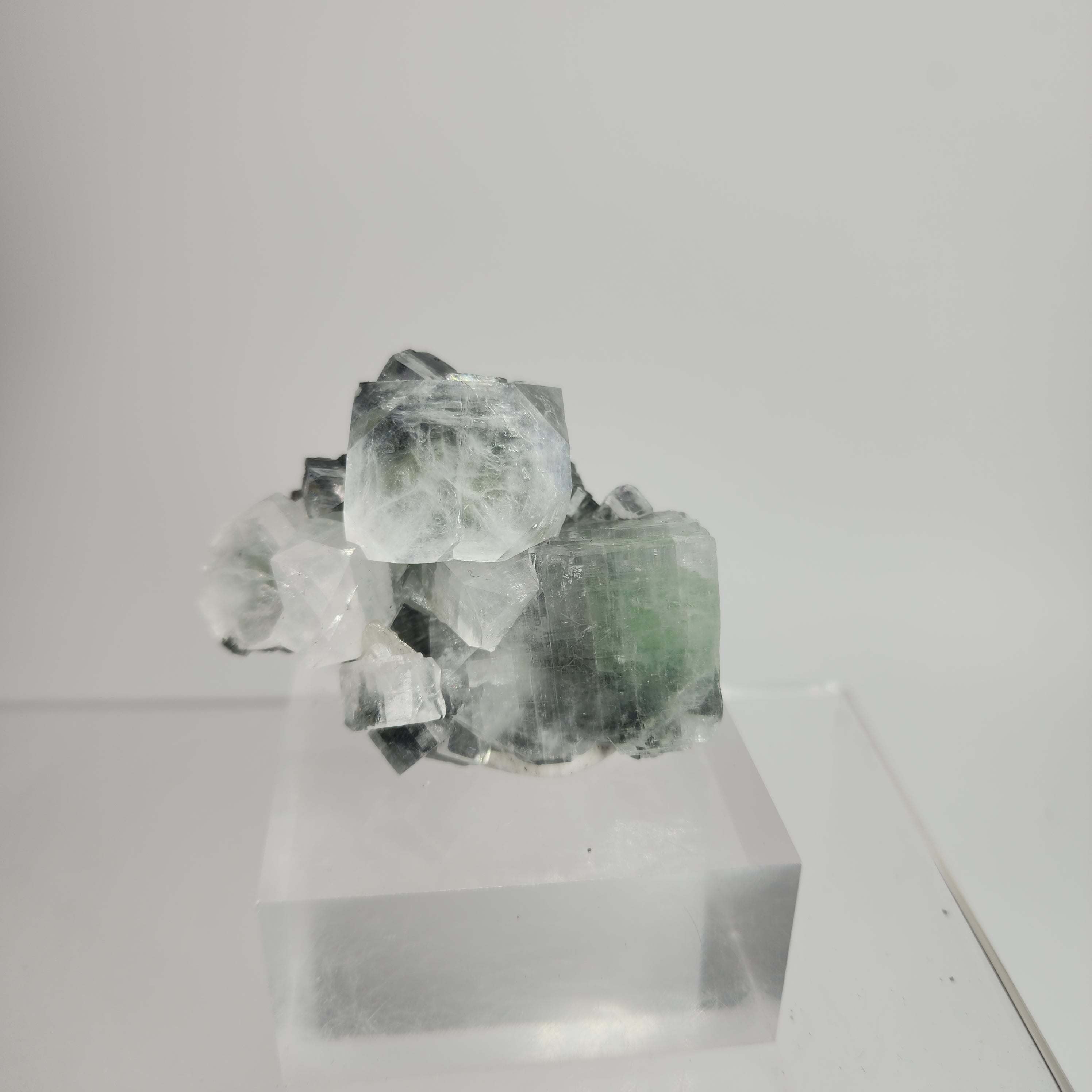 Black & Green Apophyllite with Chlorite Inclusions Specimen #24 from Ahmednagar, Maharashtra, India