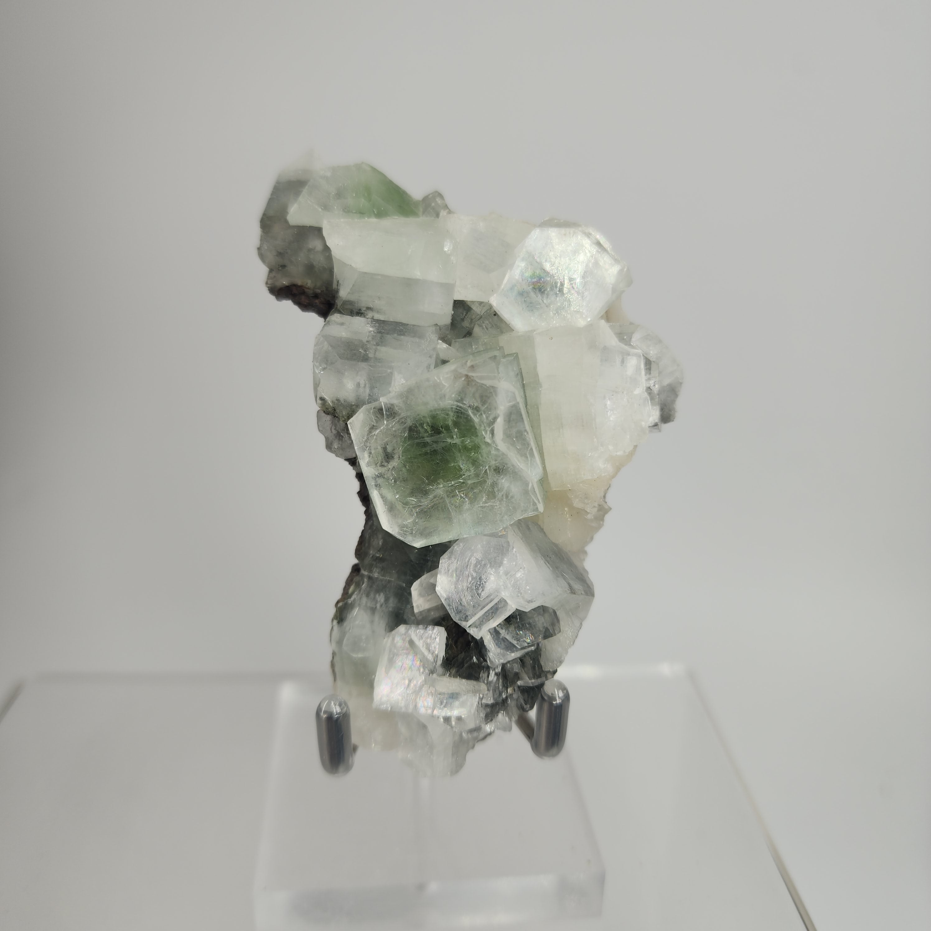 Black & Green Apophyllite with Chlorite Inclusions Specimen #30 from Ahmednagar, Maharashtra, India