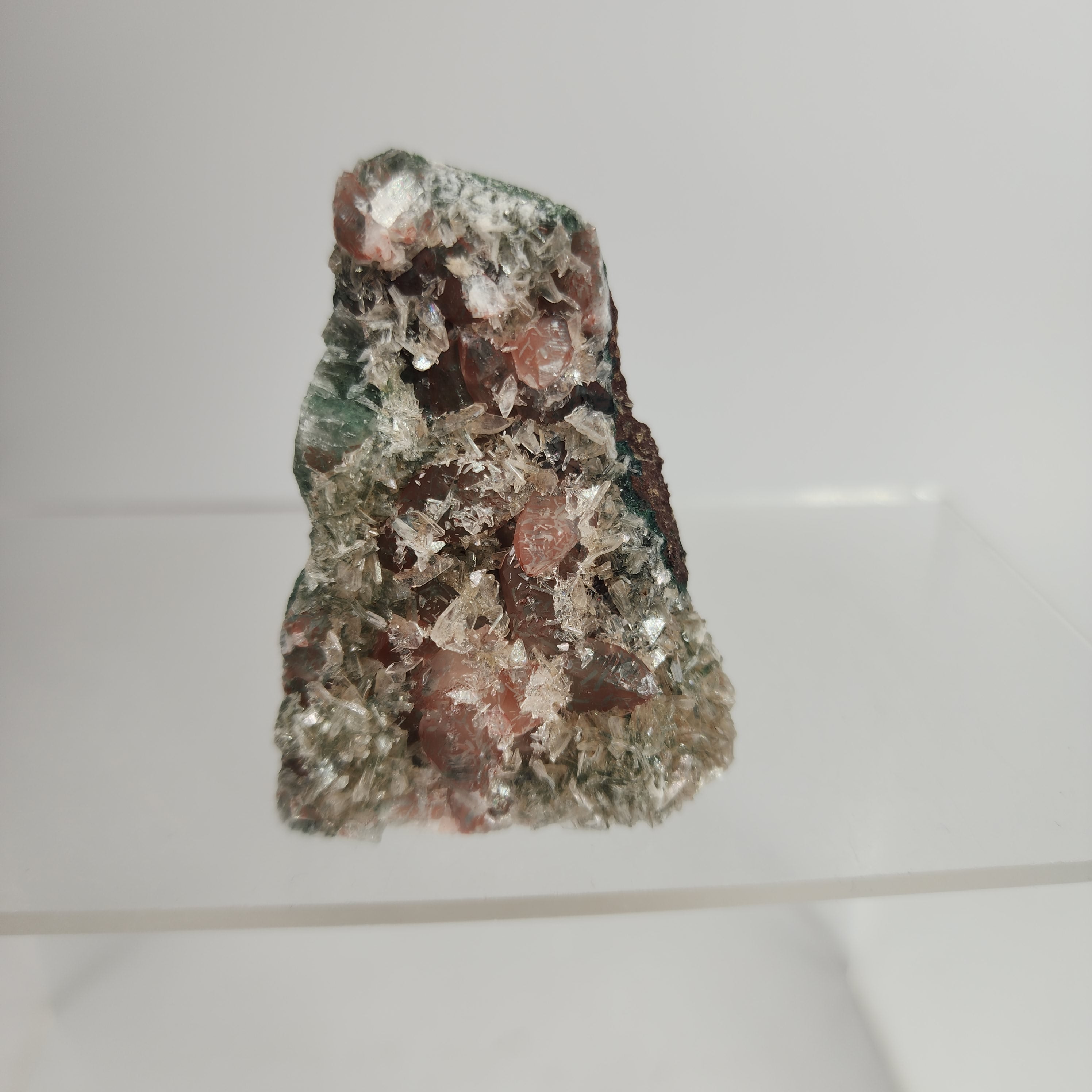 Hematite Included Calcite on Heulandite "Bloodbite" Specimen #2 from Gangapur, Maharashtra, India