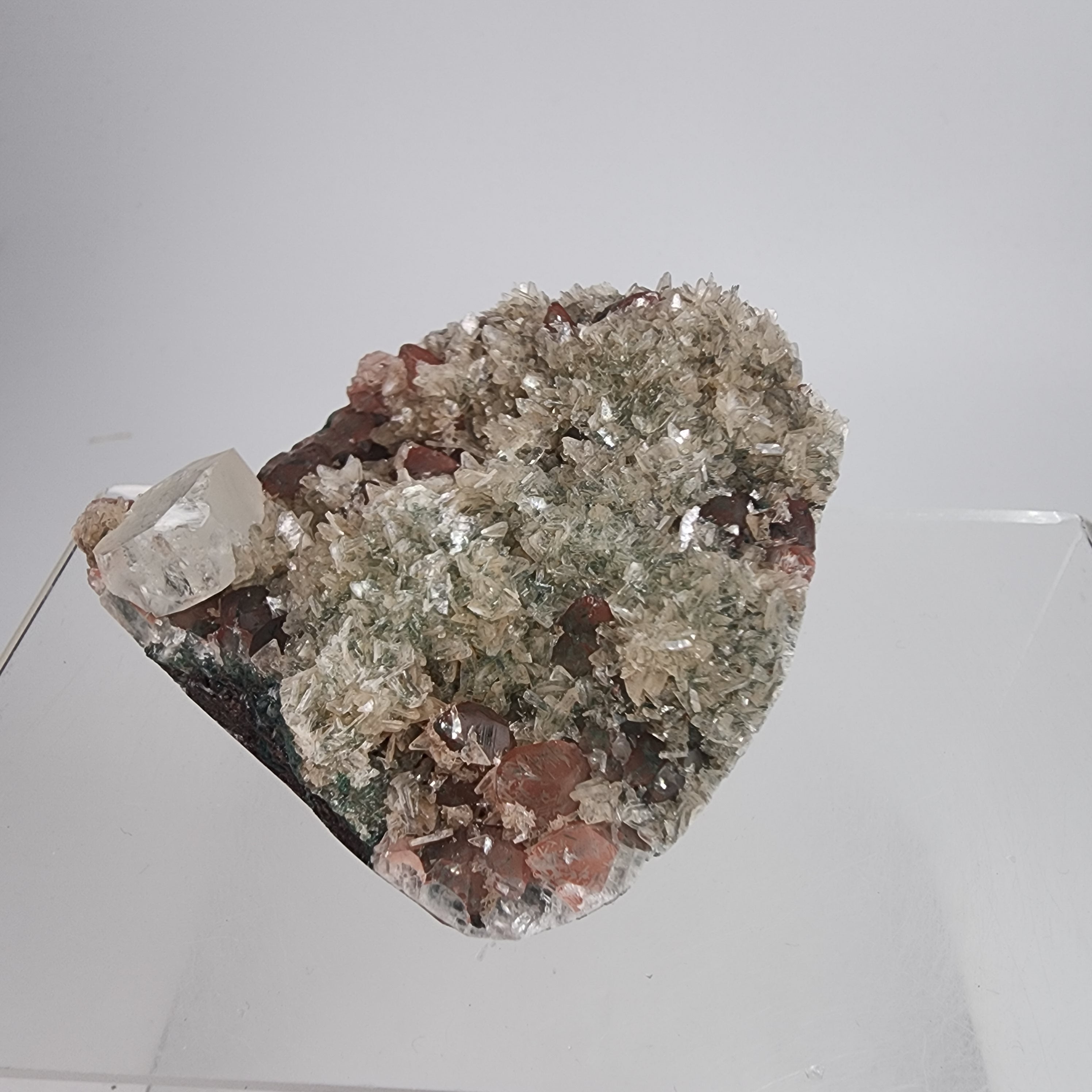 Hematite Included Calcite on Heulandite "Bloodbite" Specimen #10 from Gangapur, Maharashtra, India