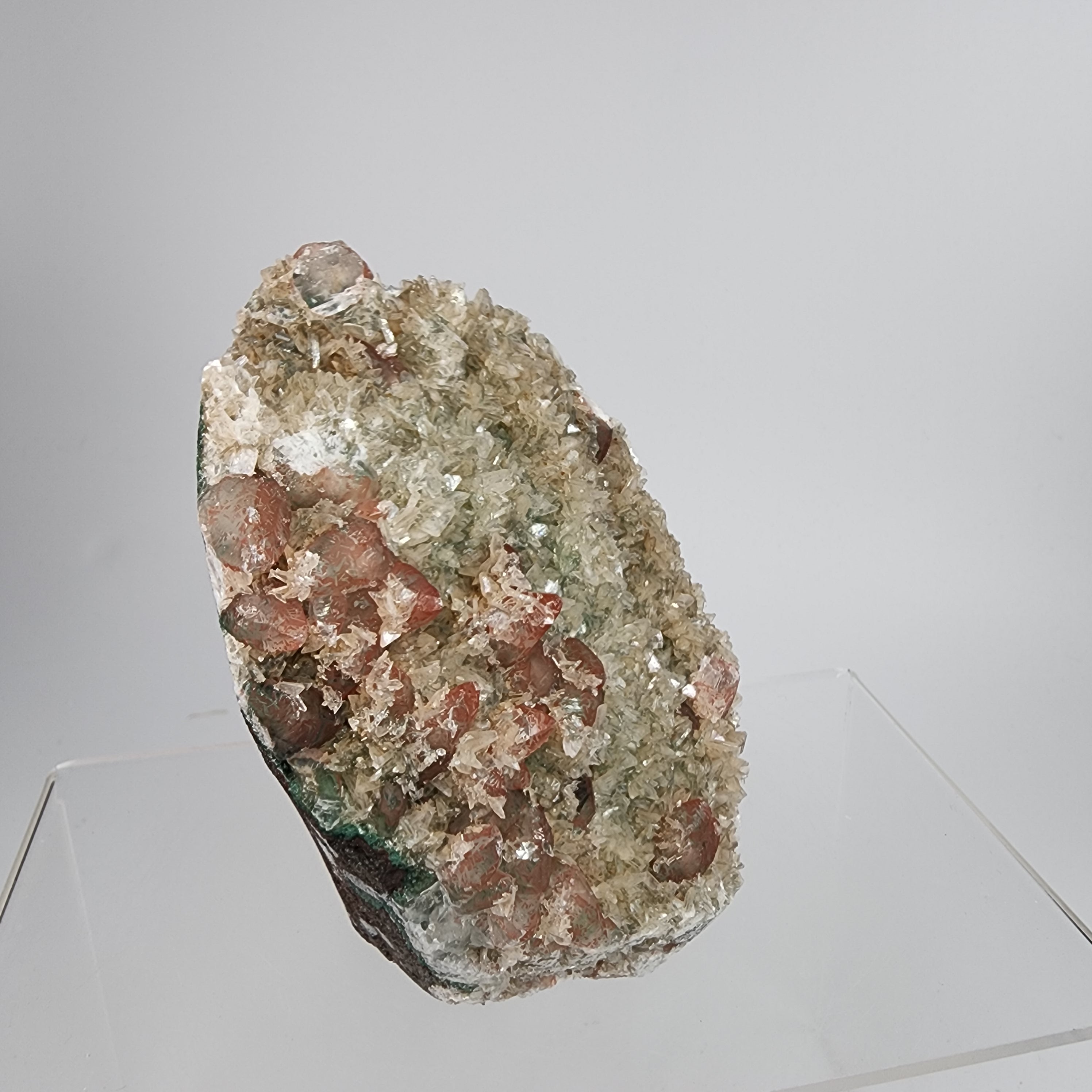 Hematite Included Calcite on Heulandite "Bloodbite" Specimen #11 from Gangapur, Maharashtra, India