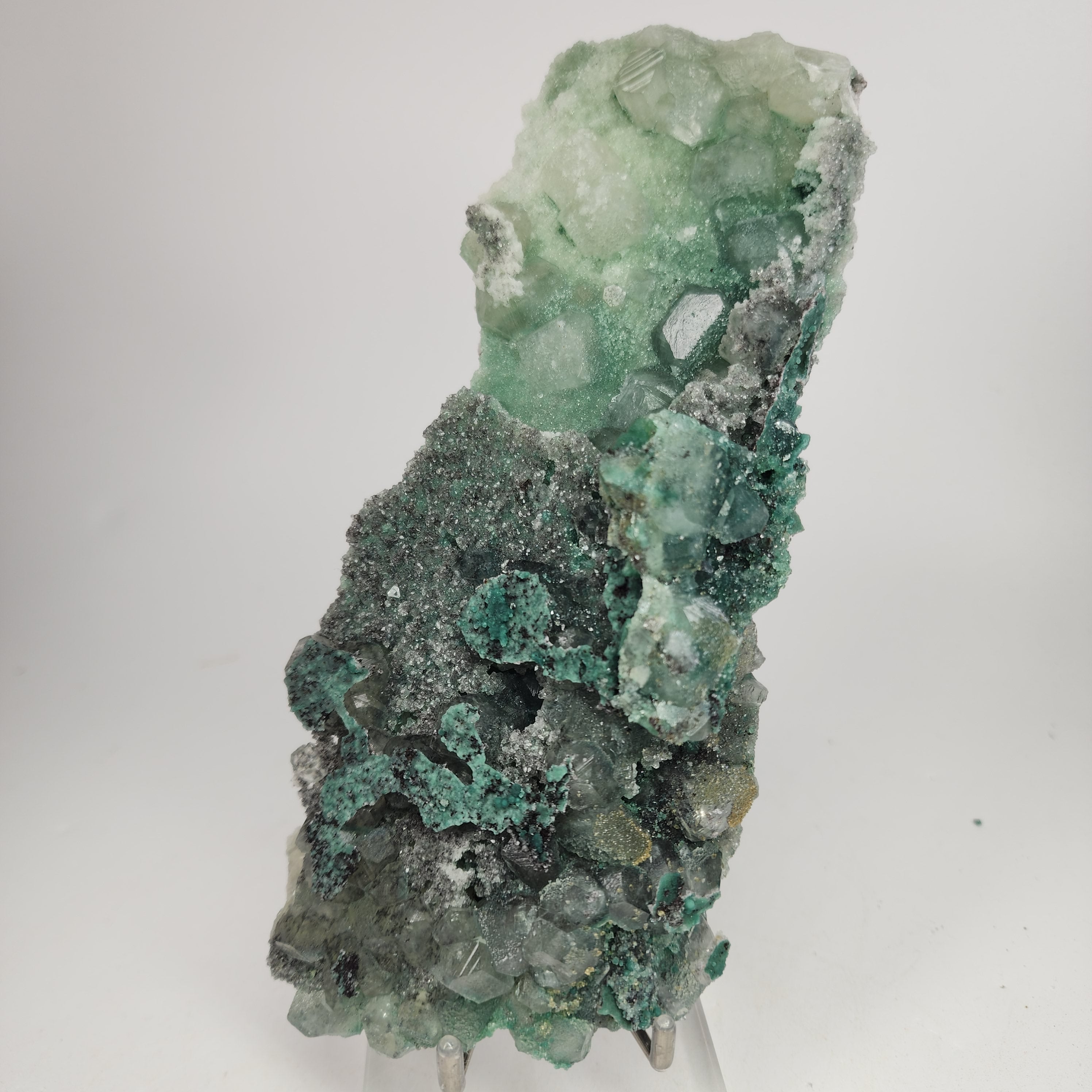 Marshy Apophyllite (Celadonite Included Apophyllite) with Green Chalcedony Specimen #9 from Jalgaon District, Maharashtra, India