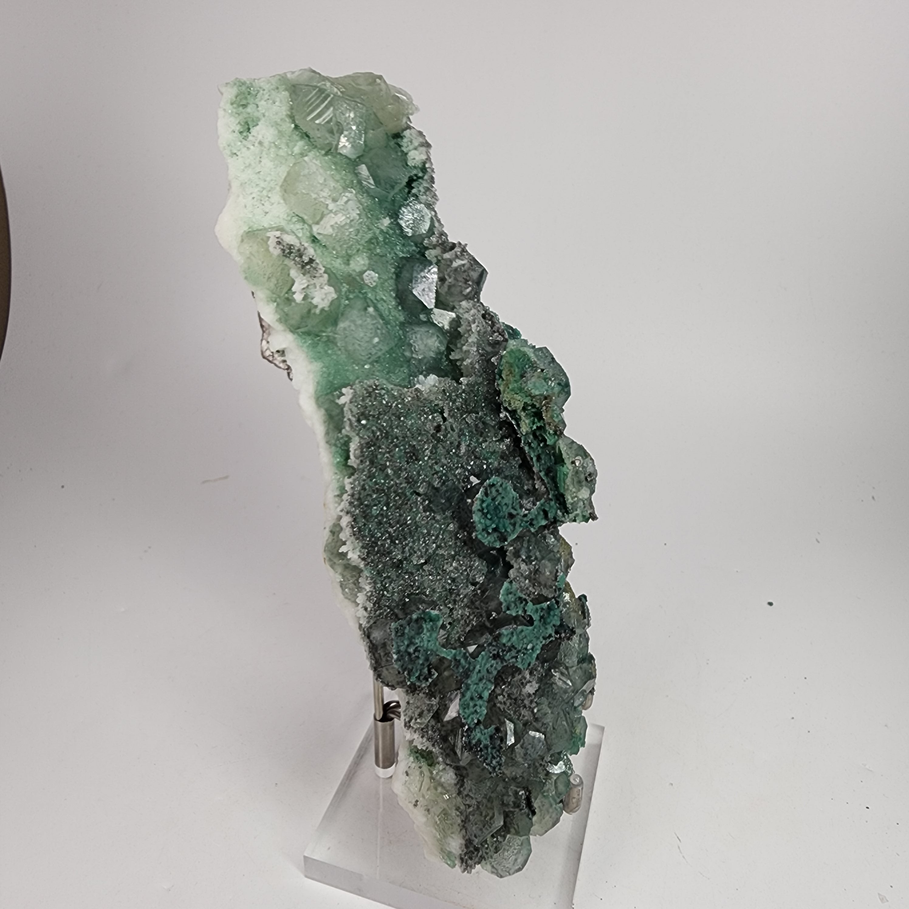 Marshy Apophyllite (Celadonite Included Apophyllite) with Green Chalcedony Specimen #9 from Jalgaon District, Maharashtra, India