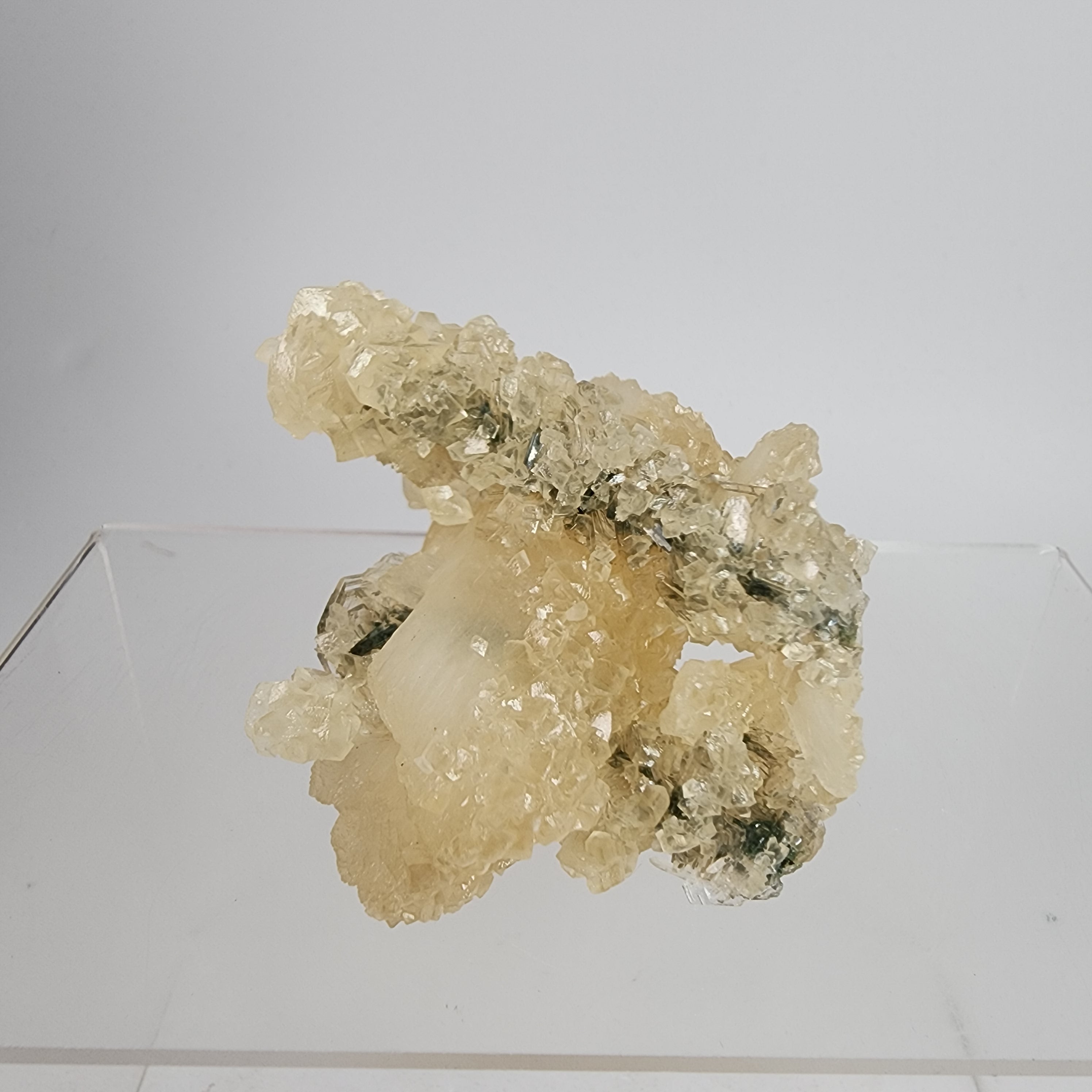 Heulandite and Calcite on Chalcedony Stalactites  "Frozen Forest Calcite" Specimen #4  from Ahmednagar, Maharashtra, India