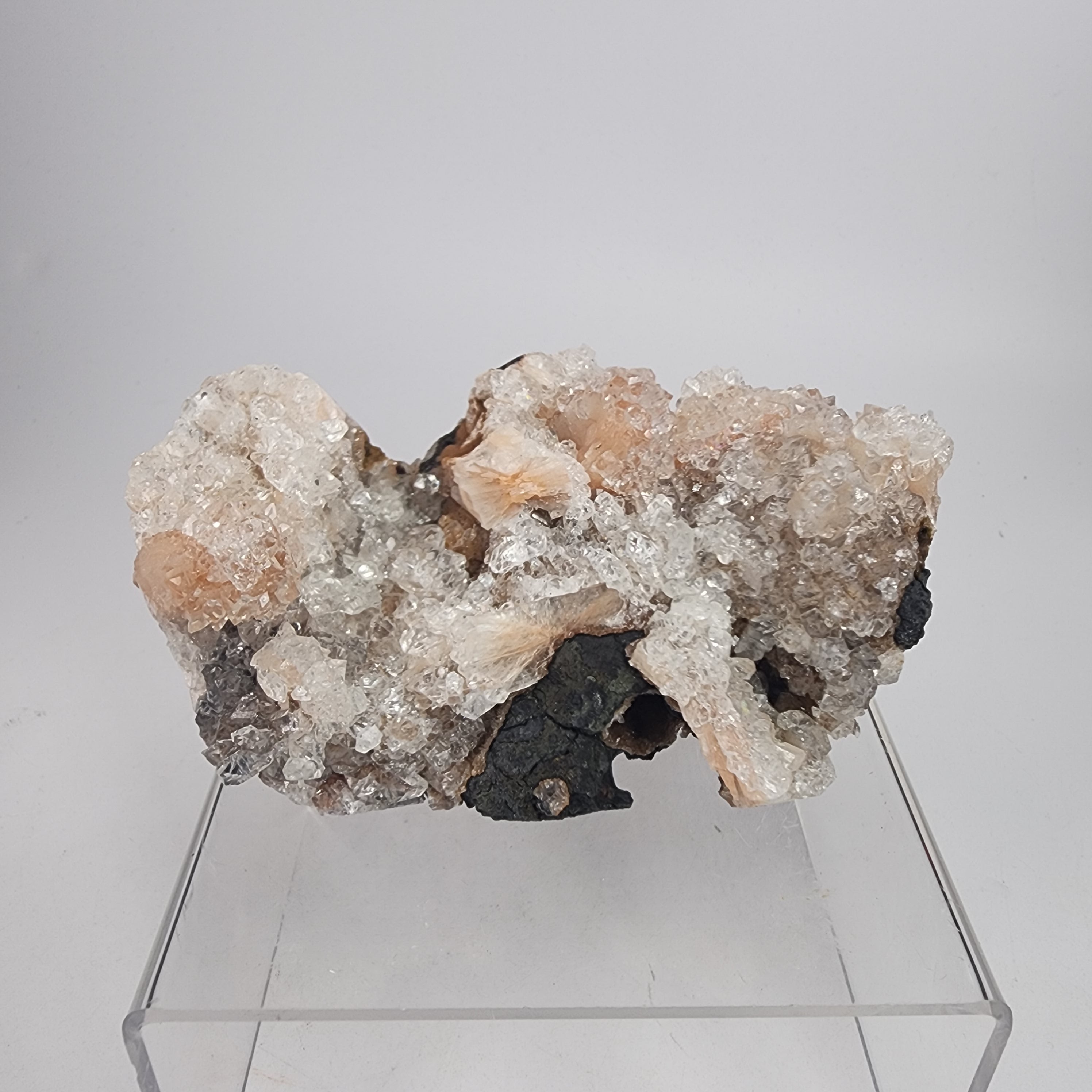 Icy Apricot - Apophyllite on Stilbite & Chalcedony Specimen #1  from Maharashtra, India