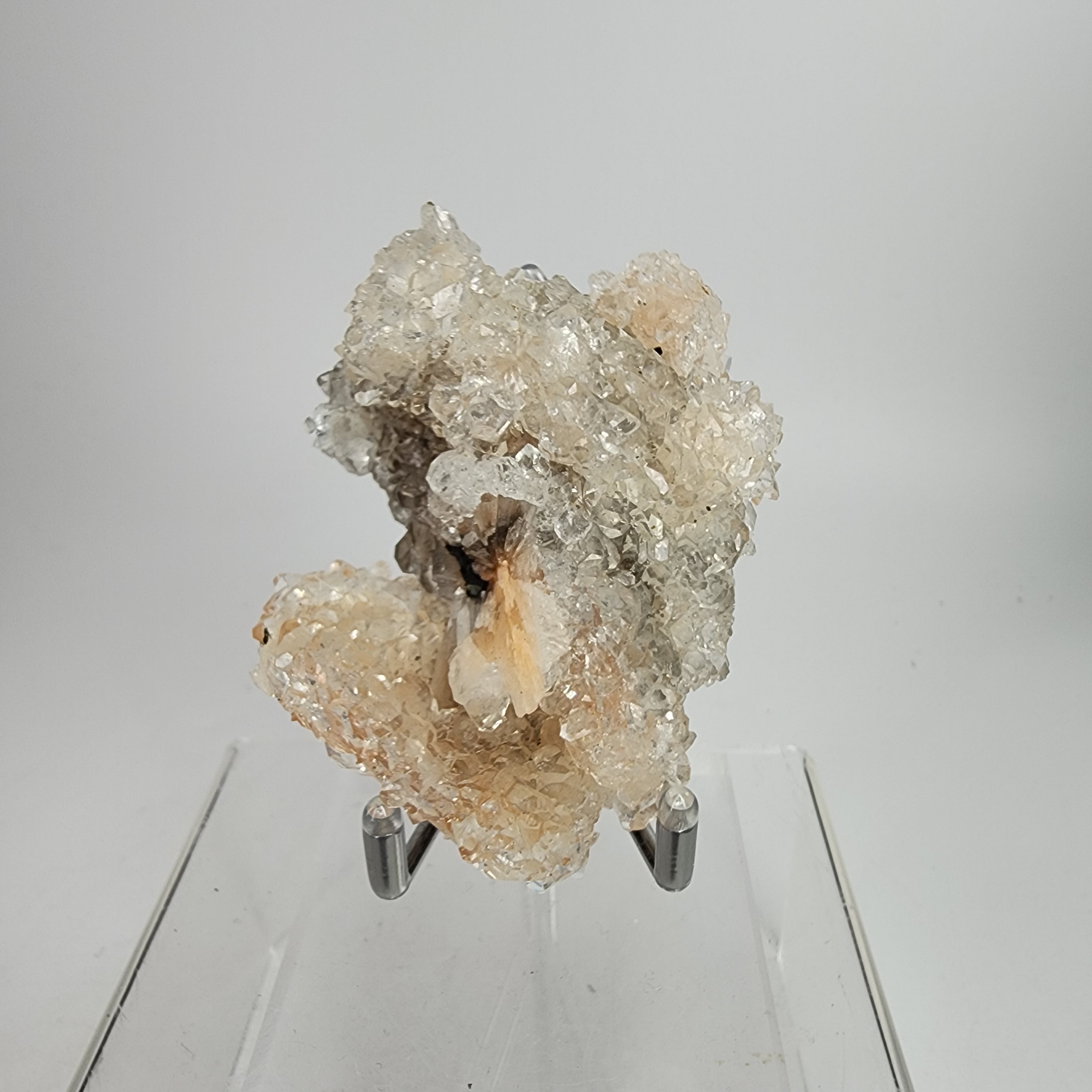 Icy Apricot - Apophyllite on Stilbite & Chalcedony Specimen #2  from Maharashtra, India