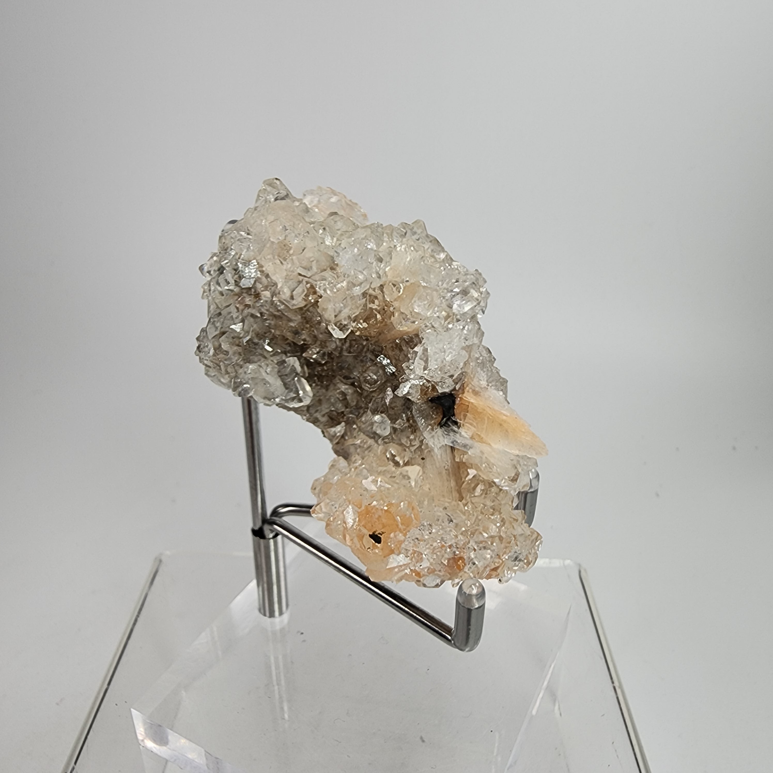 Icy Apricot - Apophyllite on Stilbite & Chalcedony Specimen #2  from Maharashtra, India