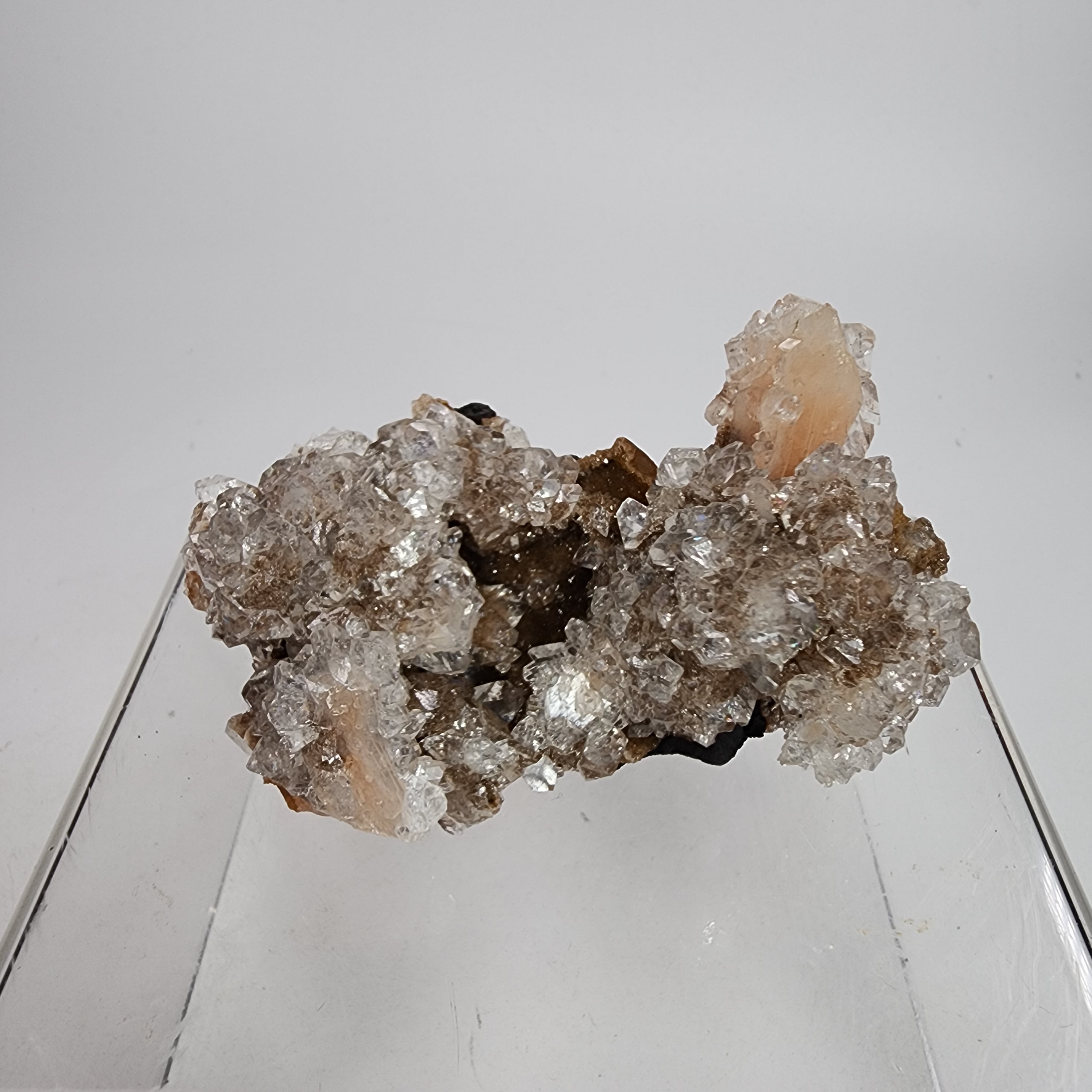 Icy Apricot - Apophyllite on Stilbite & Chalcedony Specimen #3  from Maharashtra, India