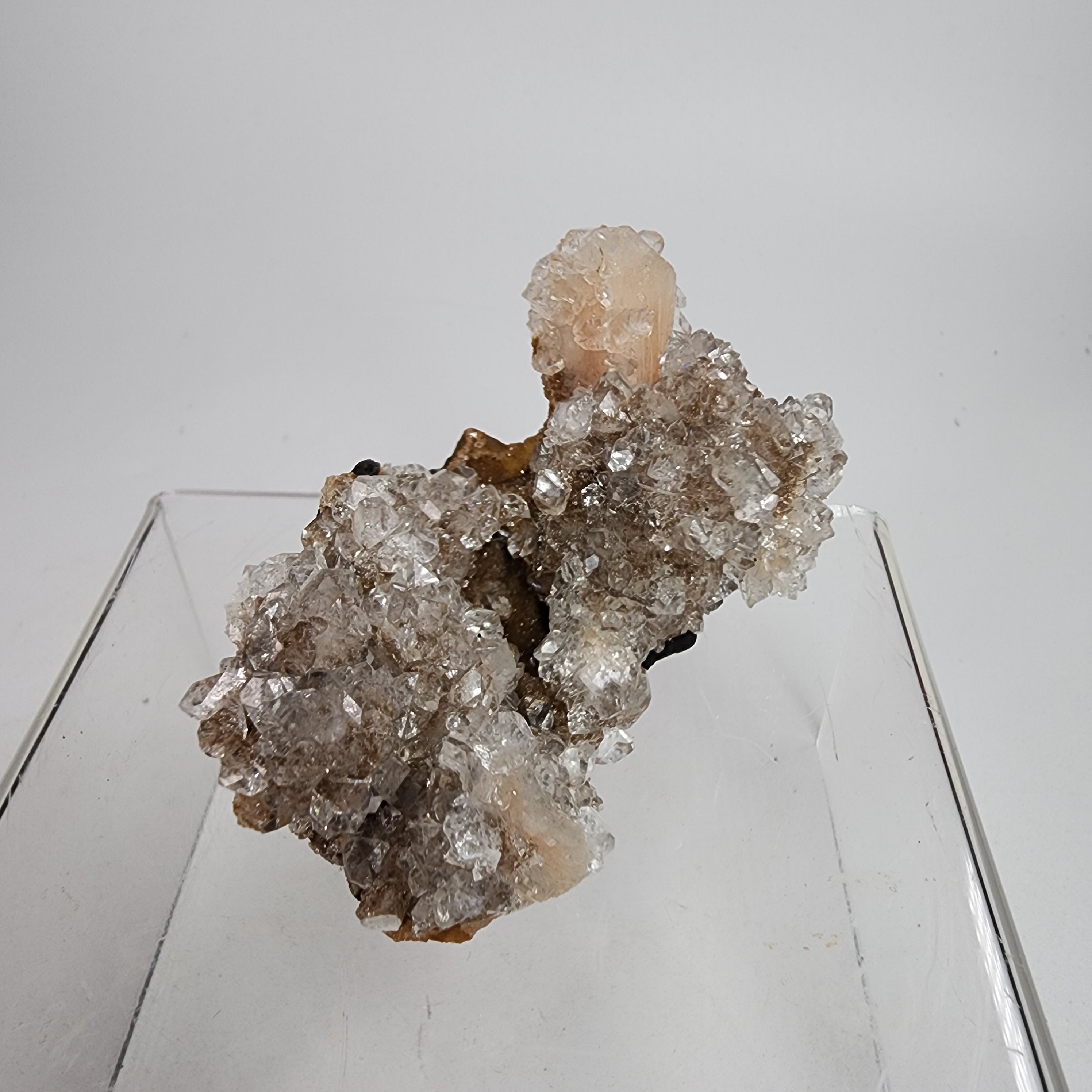 Icy Apricot - Apophyllite on Stilbite & Chalcedony Specimen #3  from Maharashtra, India