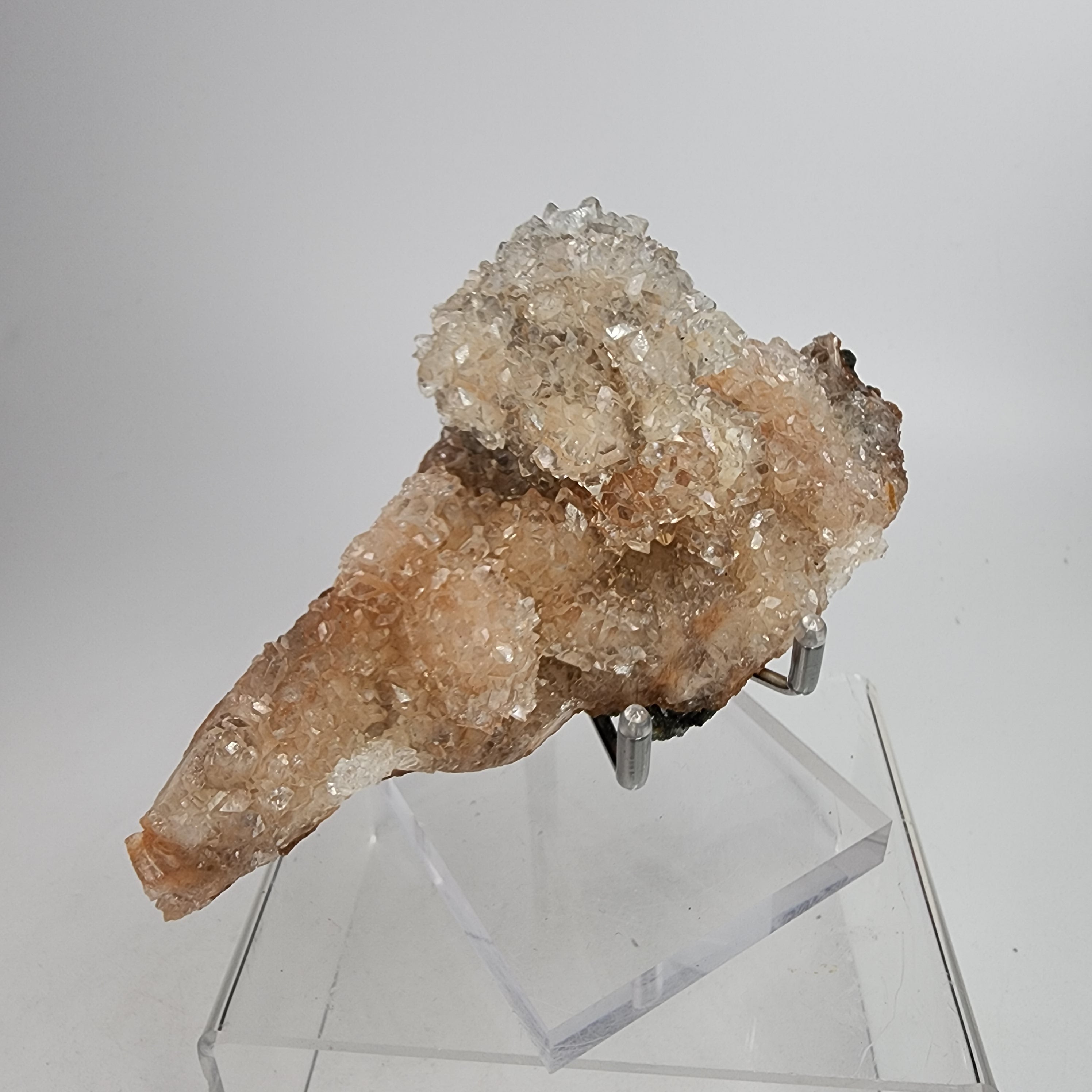 Icy Apricot - Apophyllite on Stilbite & Chalcedony Specimen #5 from Maharashtra, India