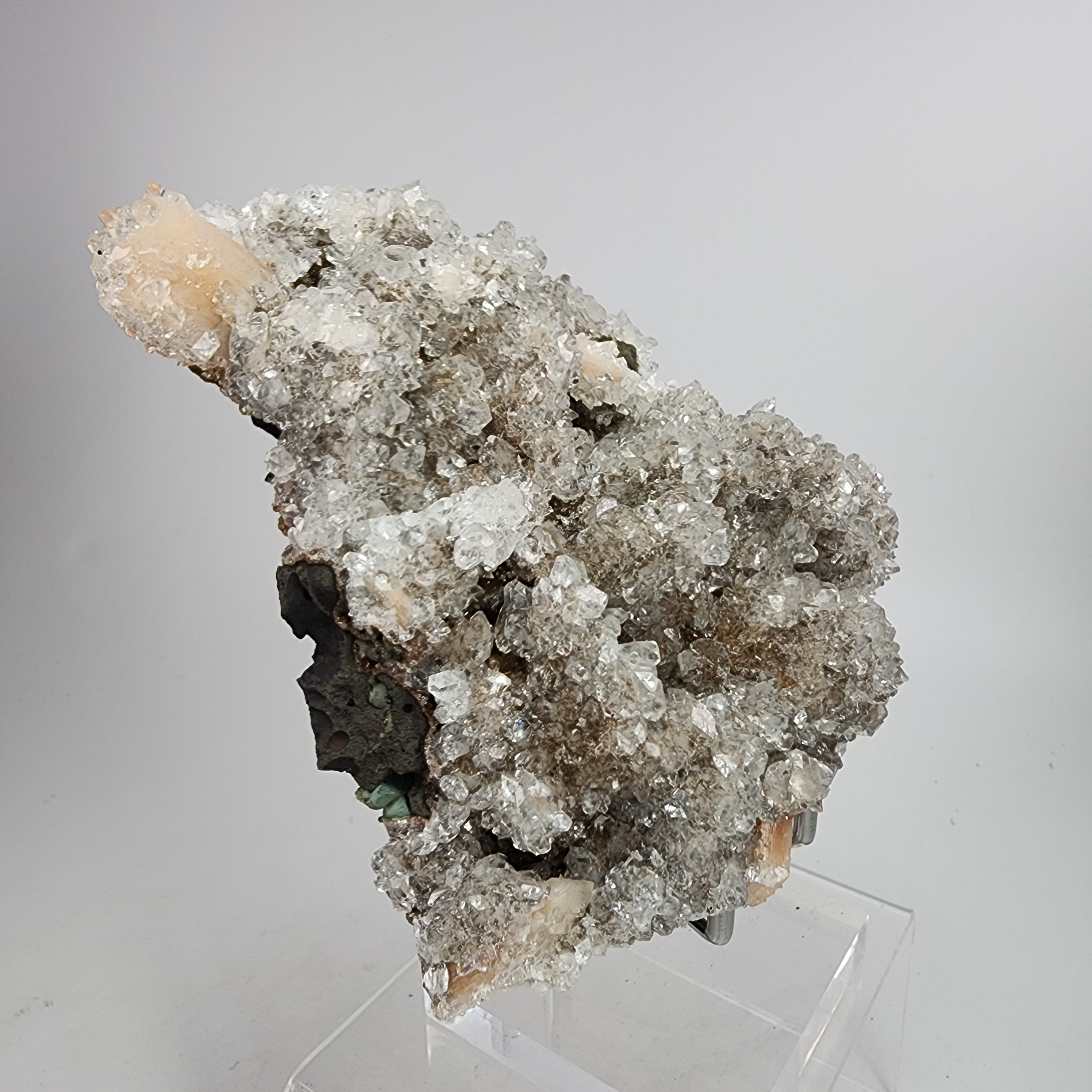 Icy Apricot - Apophyllite on Stilbite & Chalcedony Specimen #7 from Maharashtra, India