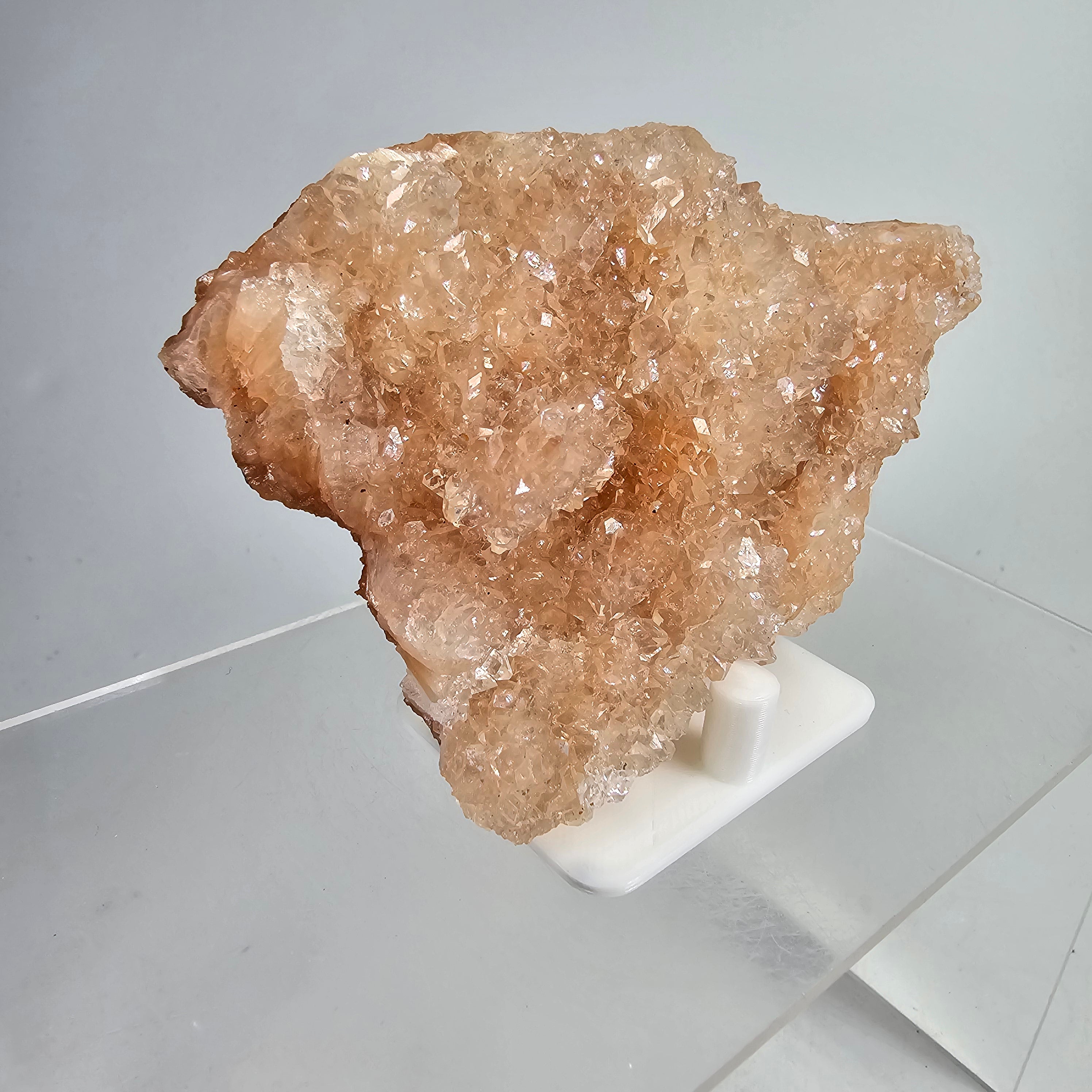 Icy Apricot - Apophyllite on Stilbite & Chalcedony Specimen #13 from Maharashtra, India