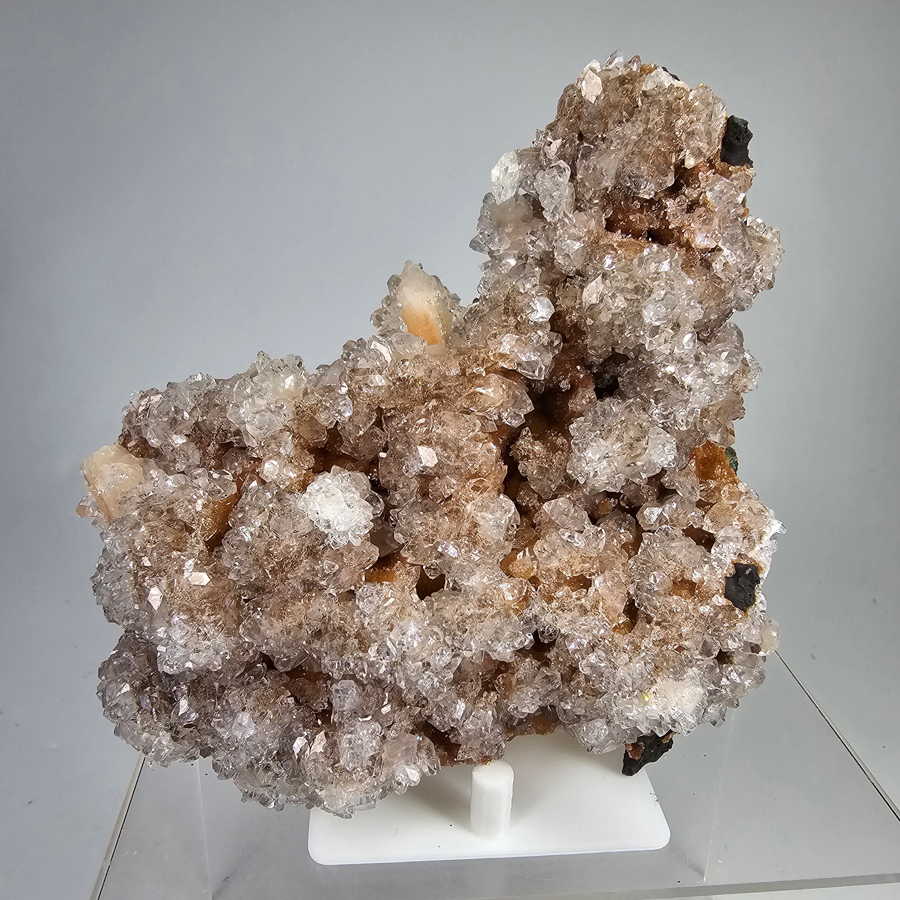 Icy Apricot - Apophyllite on Stilbite & Chalcedony Specimen #18 from Maharashtra, India