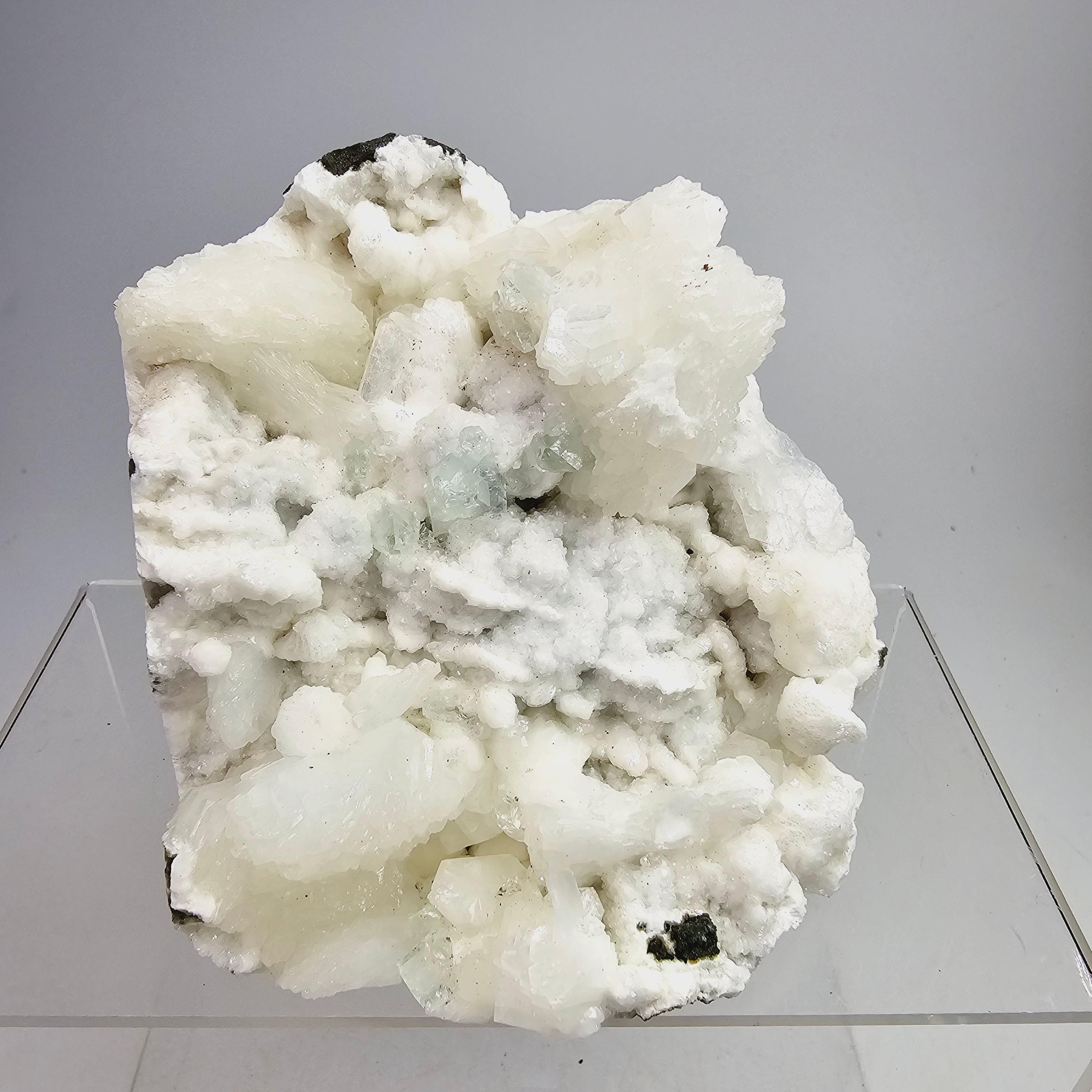 Arctic Mint Apophyllite -  Green Apophyllite on White Chalcedony Specimen #7 from Pune District, Maharashtra, India