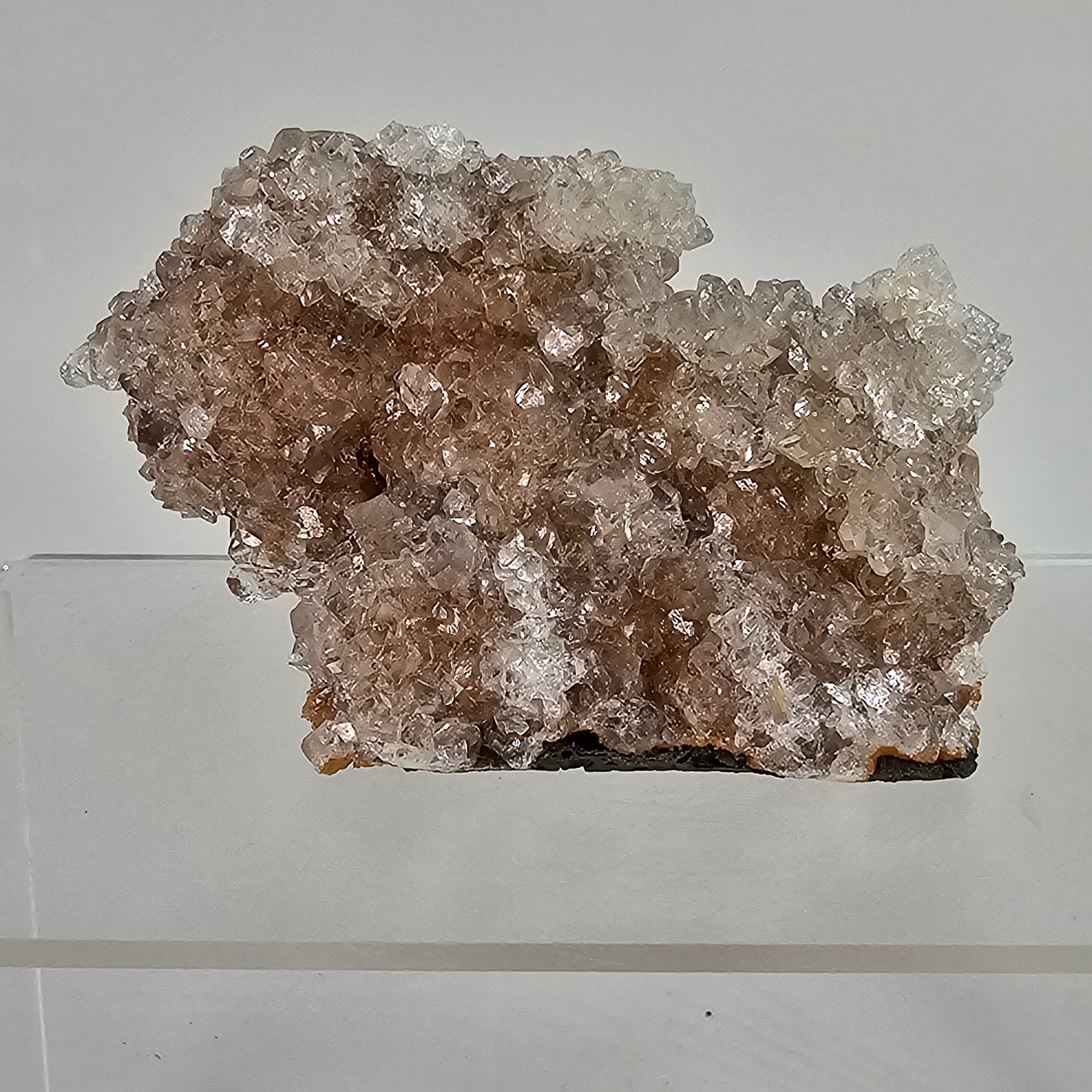 Icy Apricot - Apophyllite on Stilbite & Chalcedony Specimen #20 from Maharashtra, India