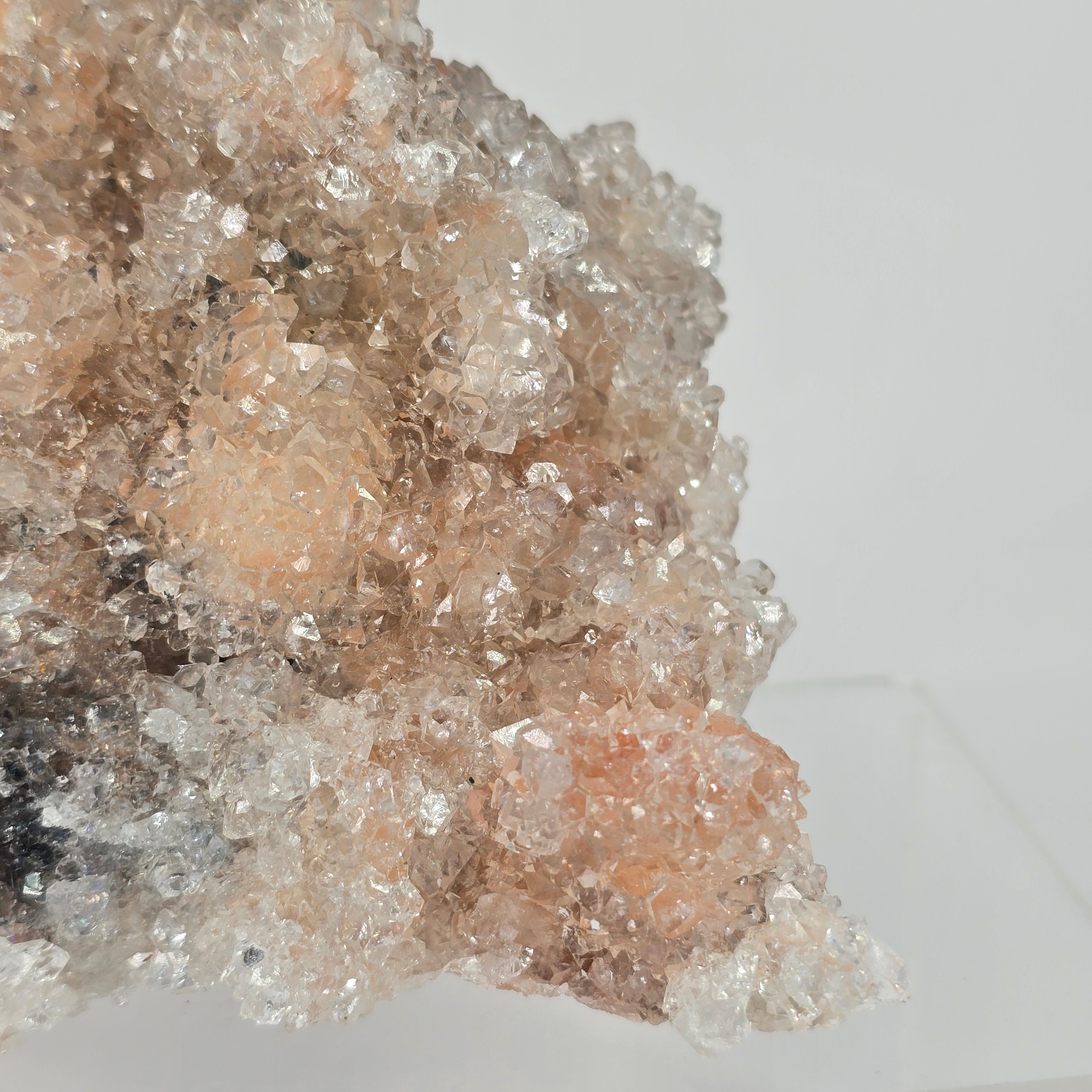 Icy Apricot - Apophyllite on Stilbite & Chalcedony Specimen #21 from Maharashtra, India