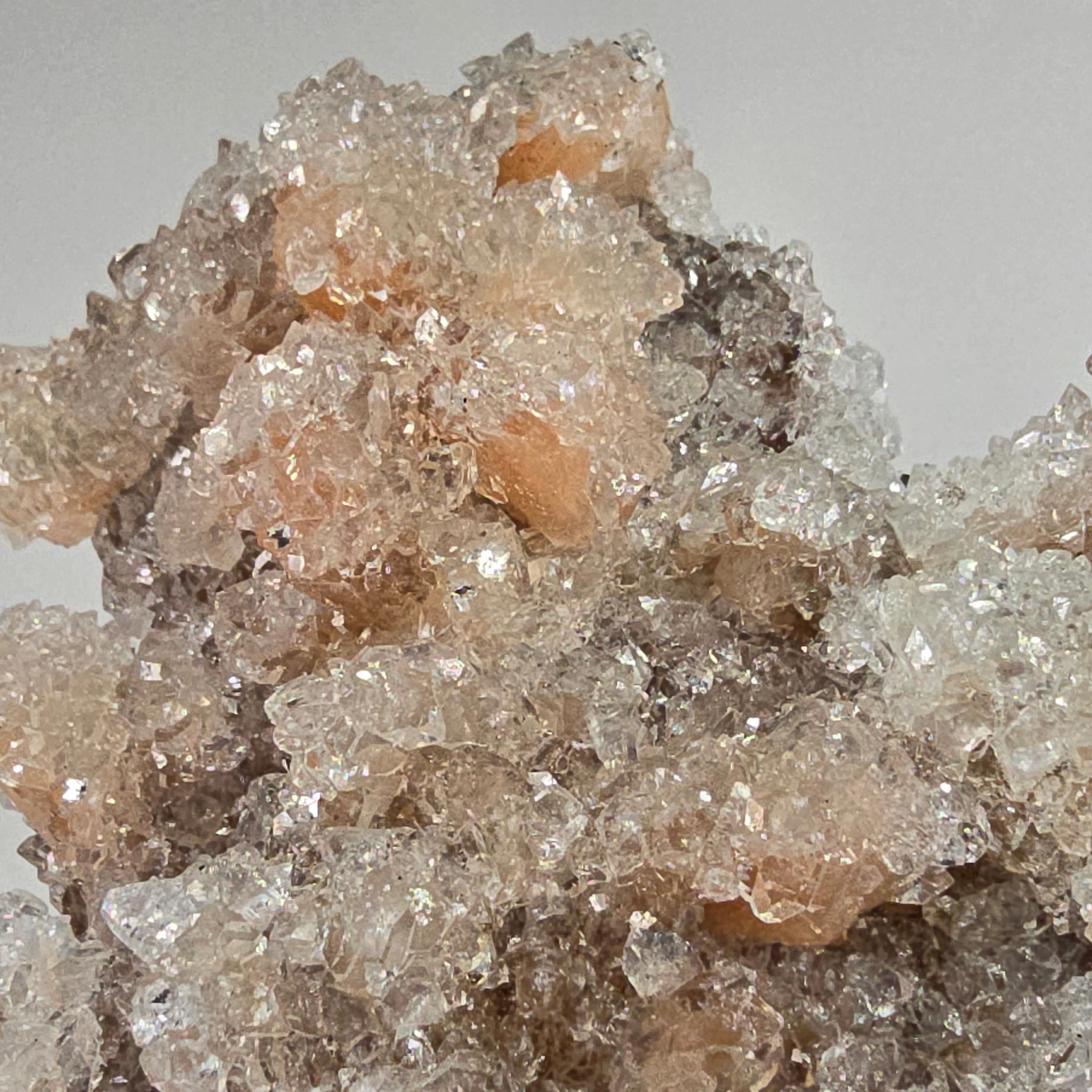 Icy Apricot - Apophyllite on Stilbite & Chalcedony Specimen #22 from Maharashtra, India