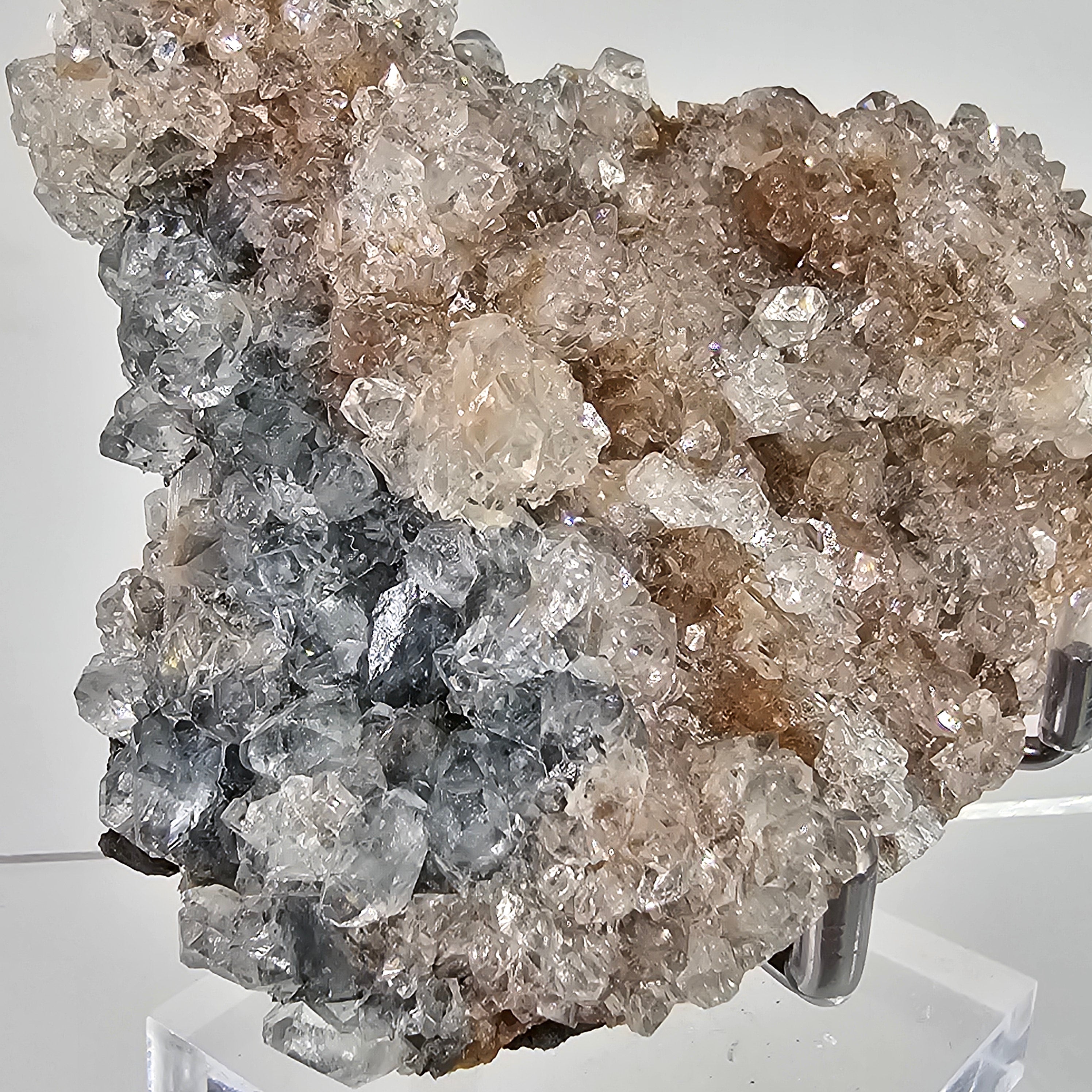 Icy Apricot - Apophyllite on Stilbite & Chalcedony Specimen #23 from Maharashtra, India