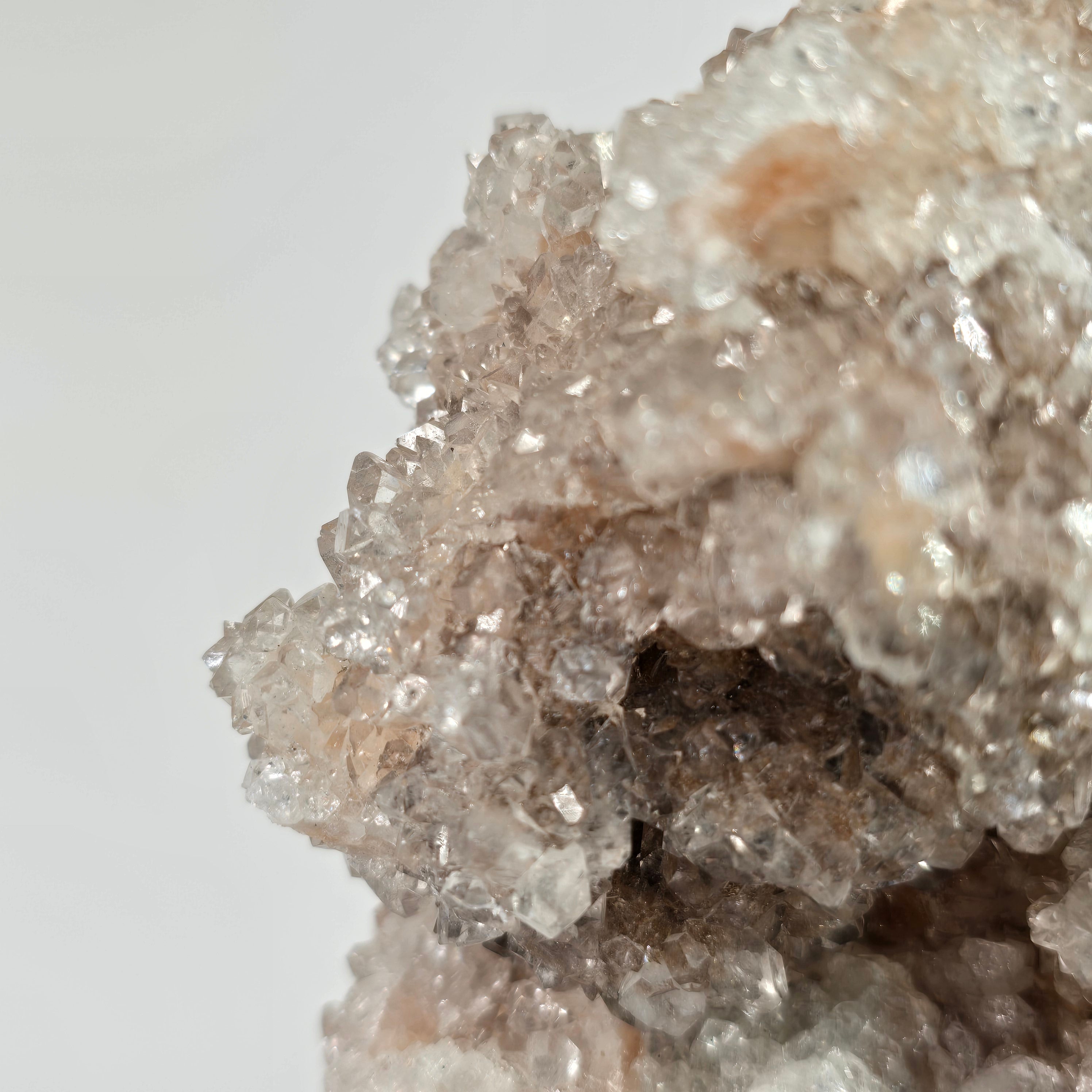 Icy Apricot - Apophyllite on Stilbite & Chalcedony Specimen #25 from Maharashtra, India