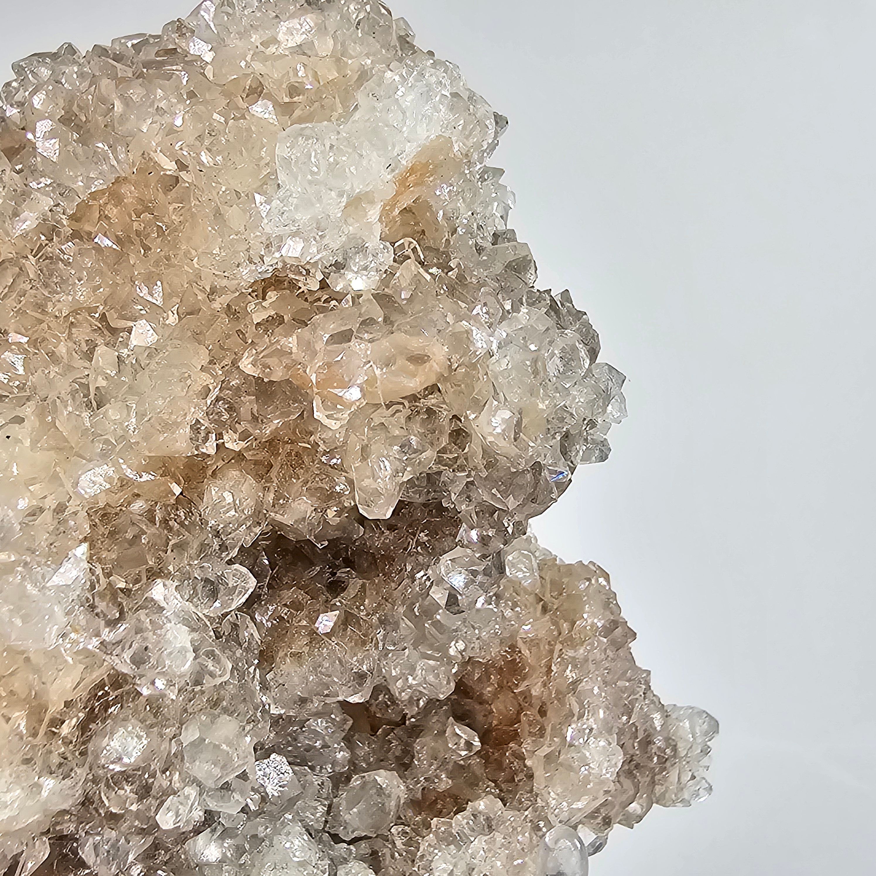 Icy Apricot - Apophyllite on Stilbite & Chalcedony Specimen #25 from Maharashtra, India