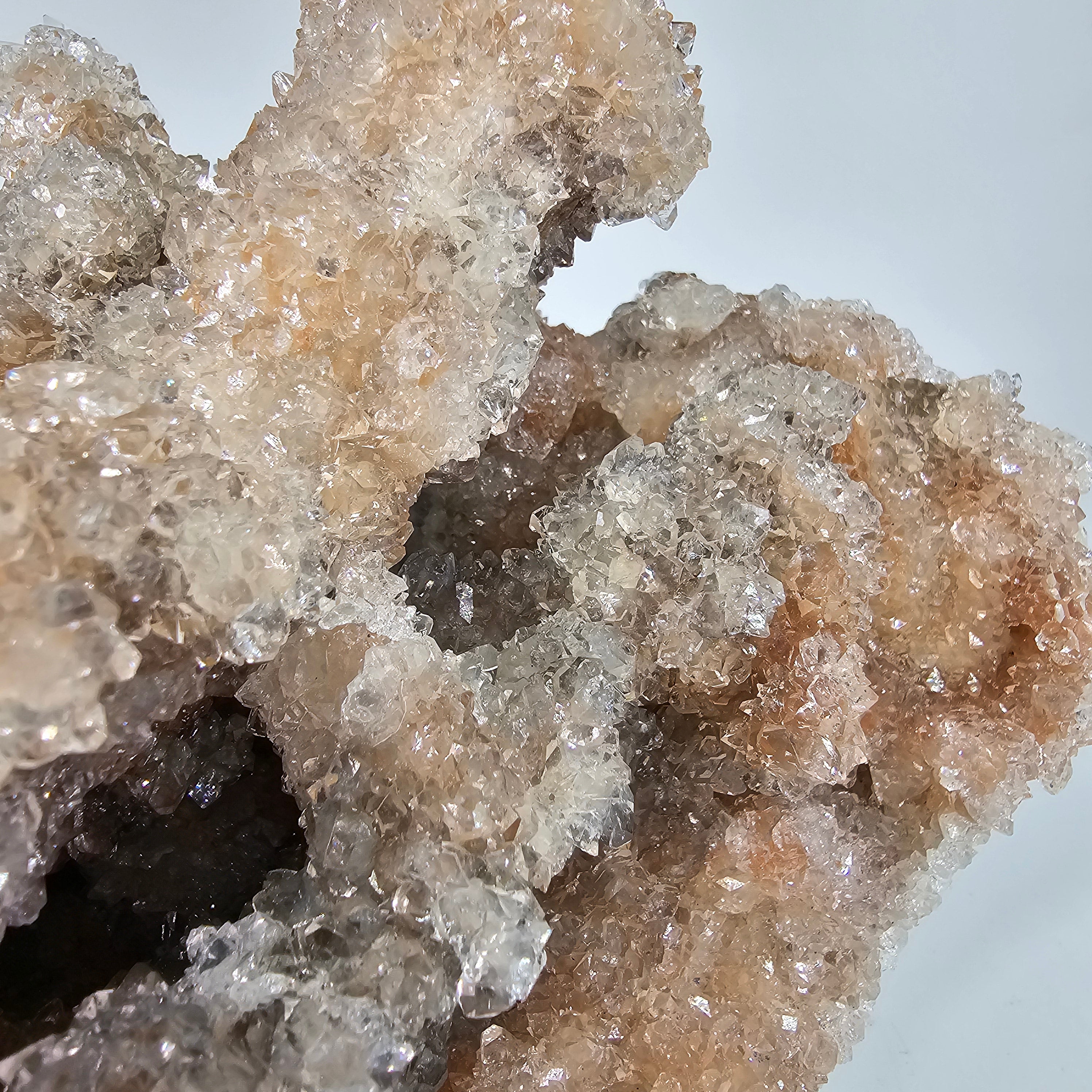 Icy Apricot - Apophyllite on Stilbite & Chalcedony Specimen #28 from Maharashtra, India