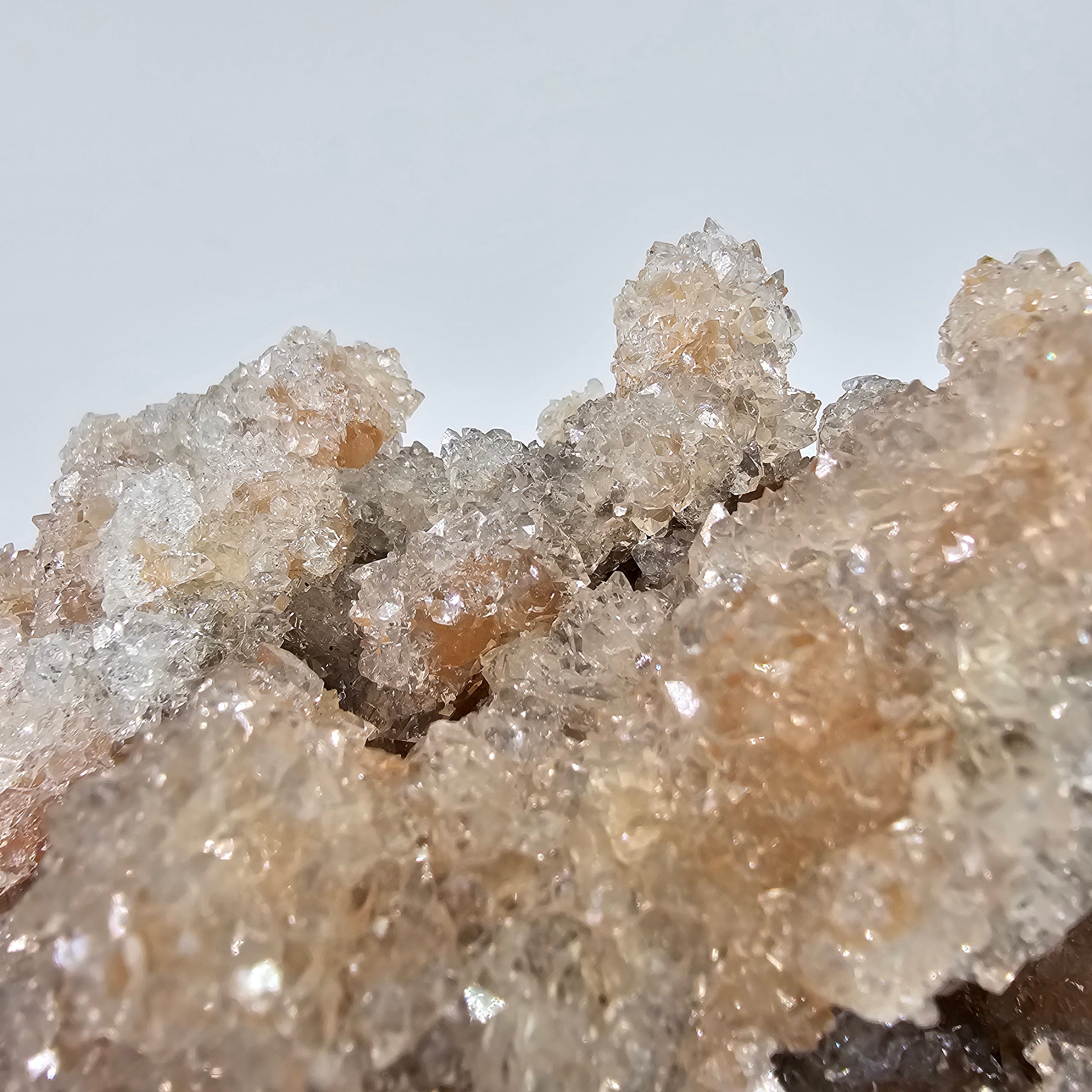 Icy Apricot - Apophyllite on Stilbite & Chalcedony Specimen #28 from Maharashtra, India