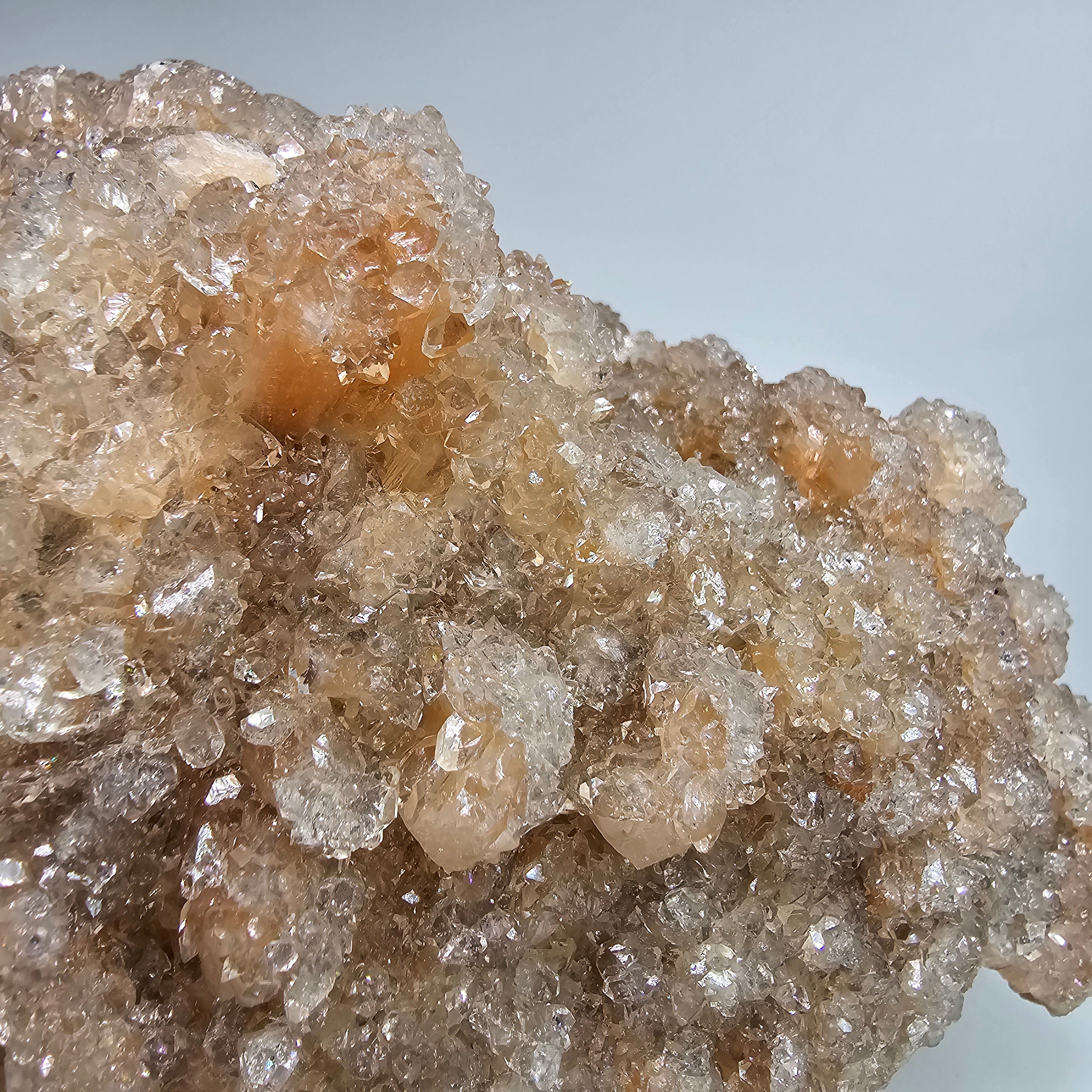 Icy Apricot - Apophyllite on Stilbite & Chalcedony Specimen #29 from Maharashtra, India