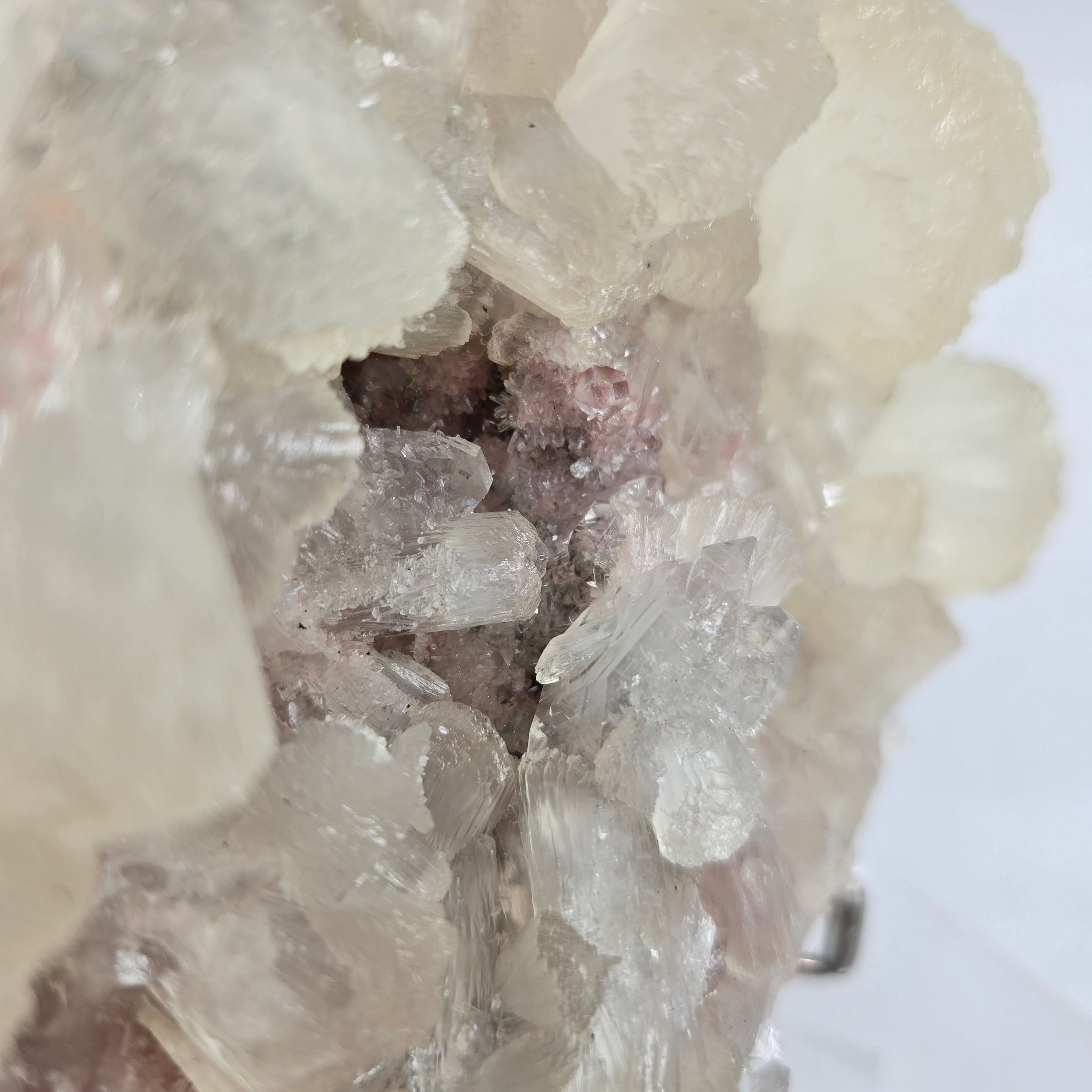 "Cherry Blossom" Diamond Apophyllite with Pink Chalcedony & Stilbite Specimen #5 from Pune District, India